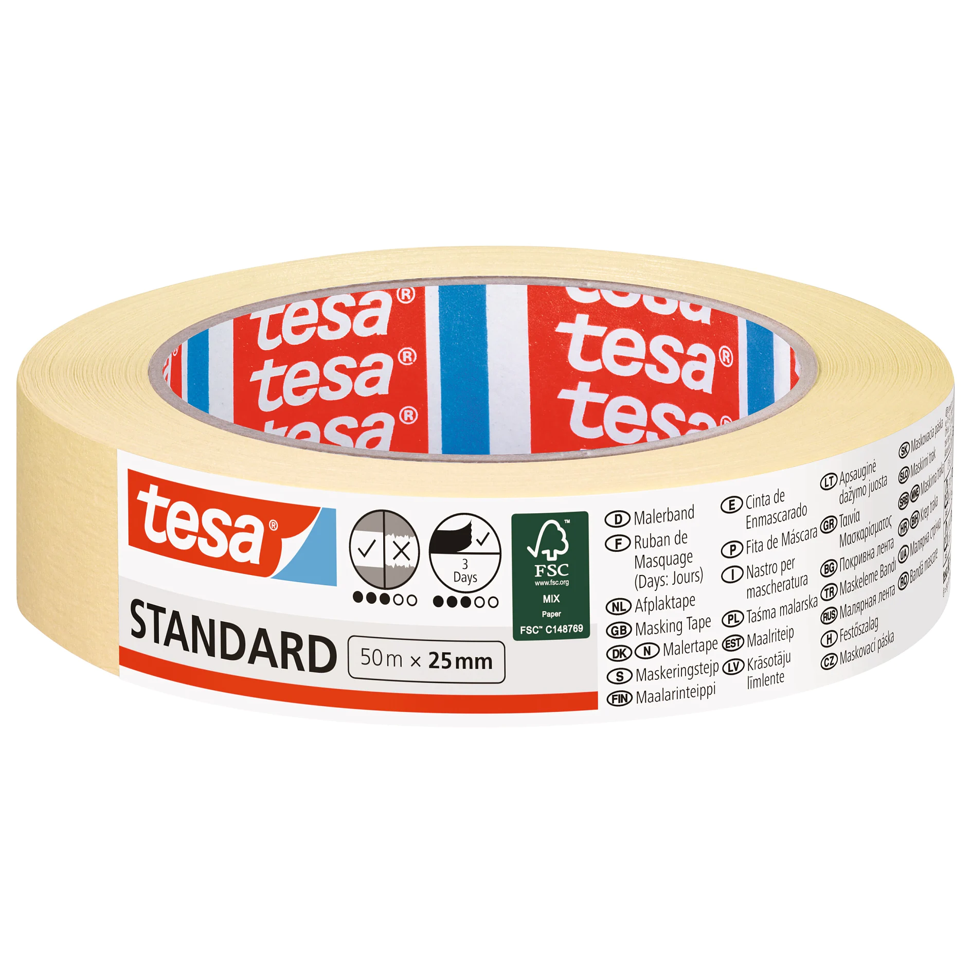 [en-en] tesa Masking&nbsp;Standard, 50m x 25mm