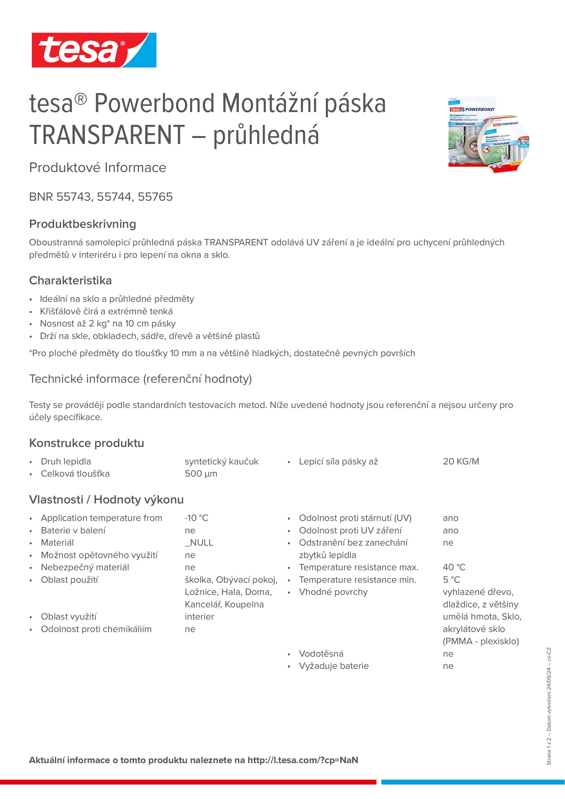 Product information_tesa® Powerbond 55744_cs-CZ