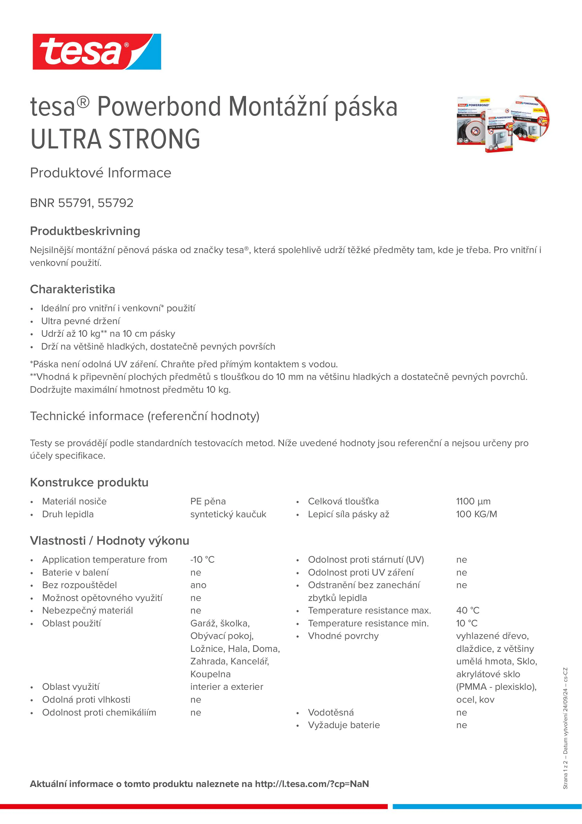 Product information_tesa® Powerbond 55791_cs-CZ