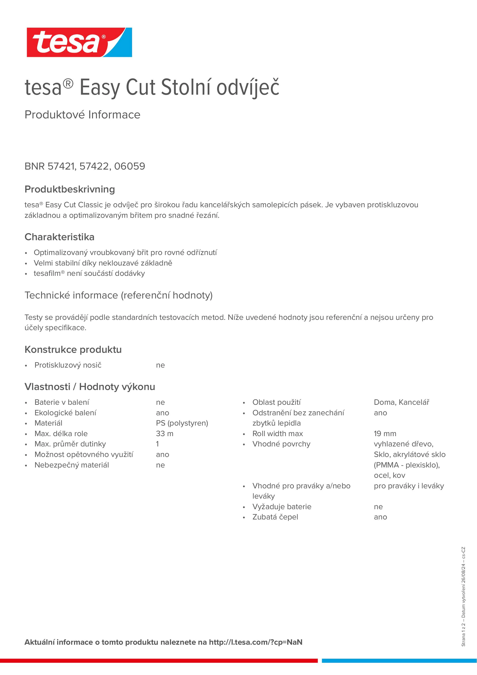 Product information_tesa® Easy Cut 57421_cs-CZ