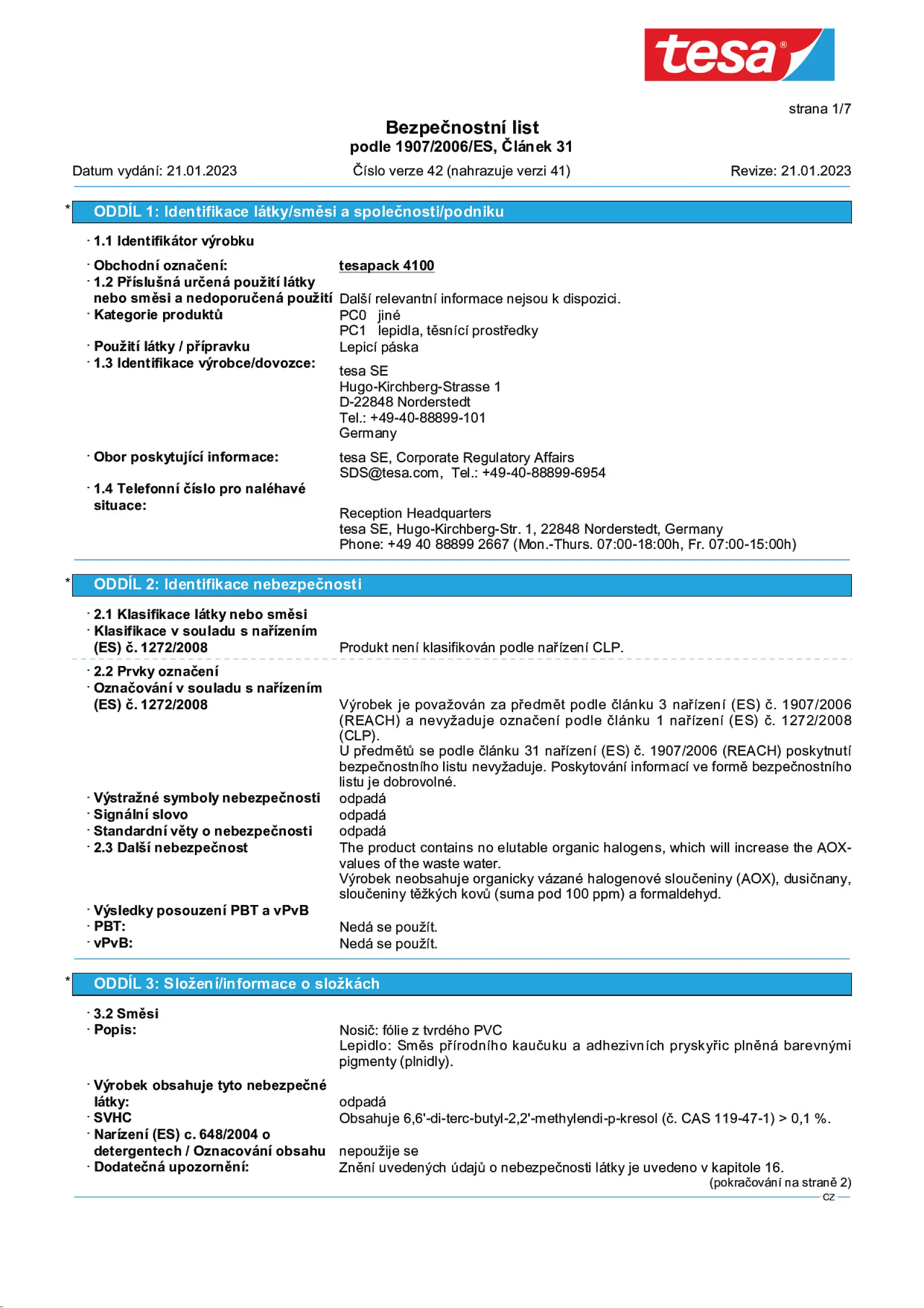 Safety data sheet_tesa® 04100_cs-CZ_v42