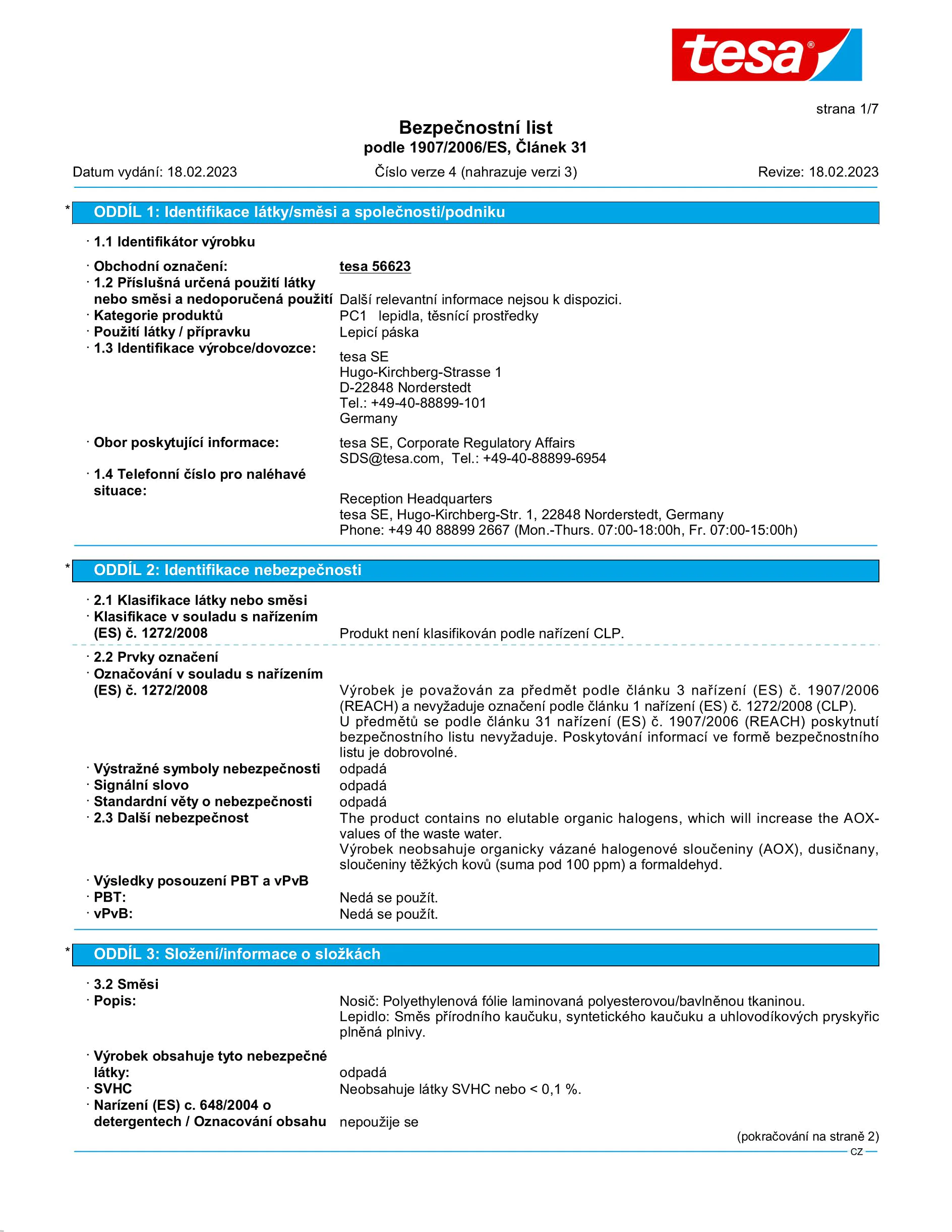 Safety data sheet_tesa® 56622_cs-CZ_v4