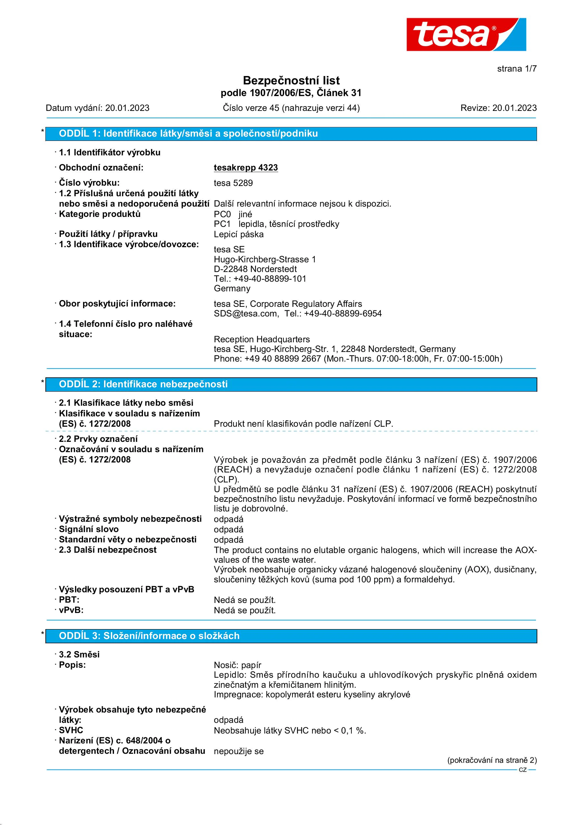 Safety data sheet_tesa® 04323_cs-CZ_v45