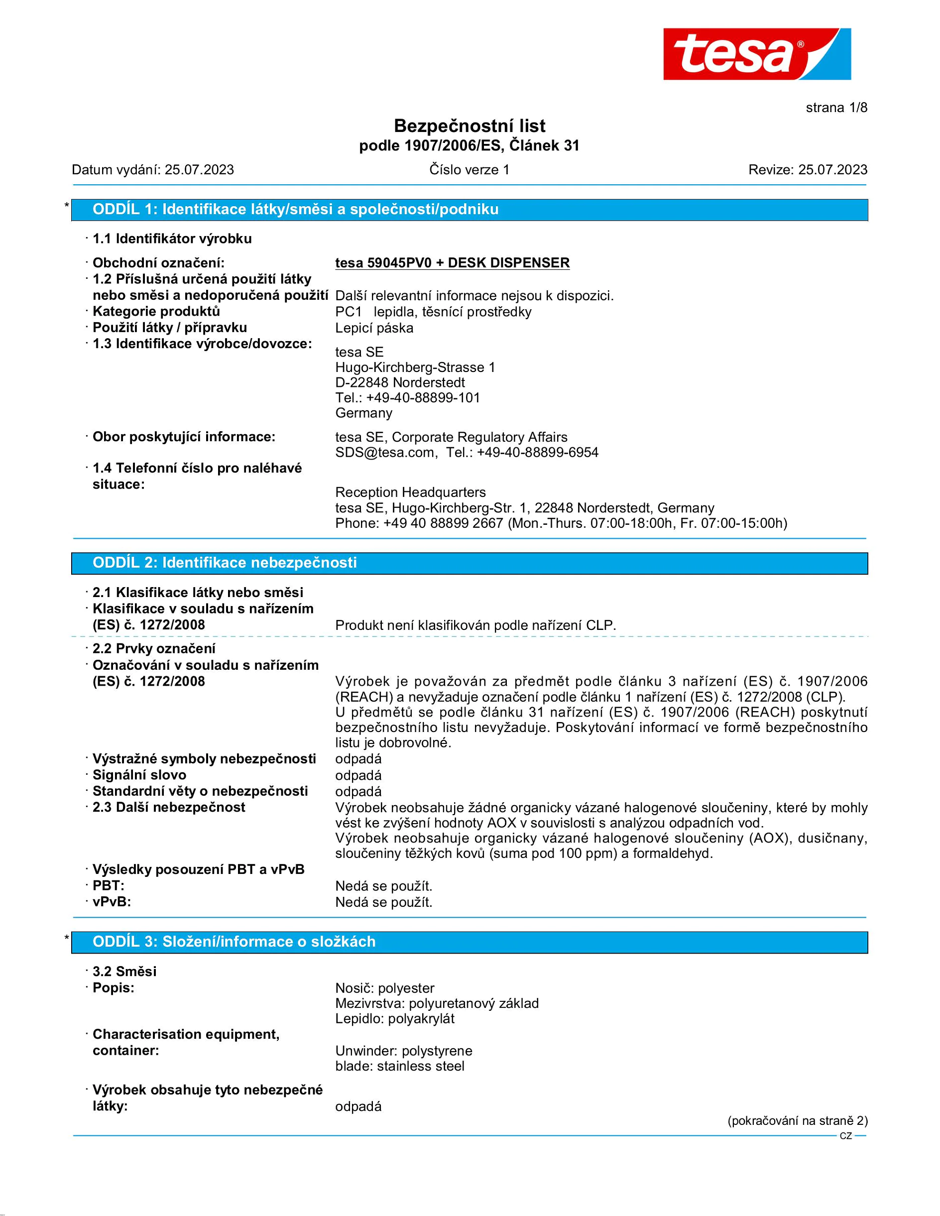 Safety data sheet_tesafilm® 59045_cs-CZ_v1