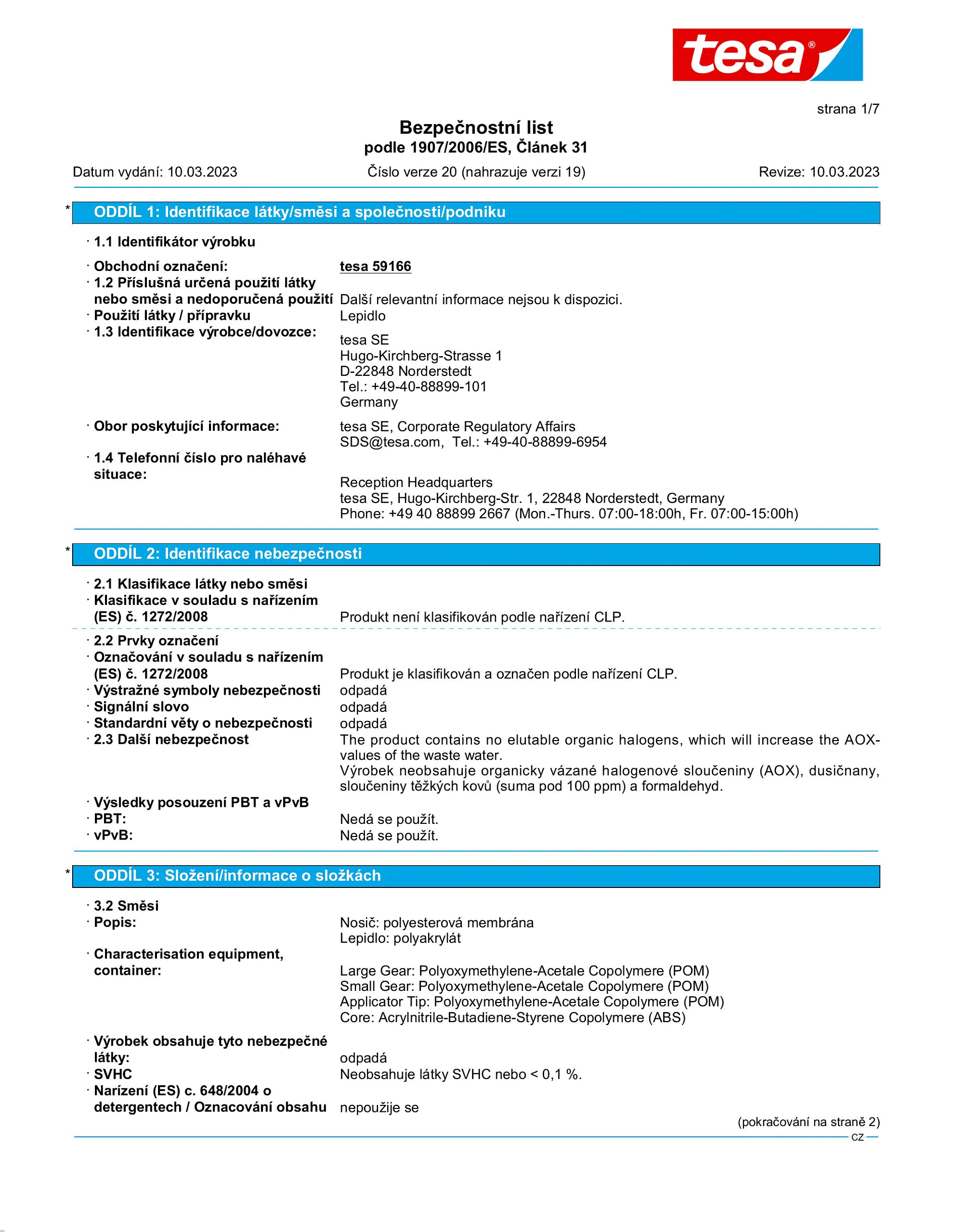 Safety data sheet_tesa® 59166_cs-CZ_v20