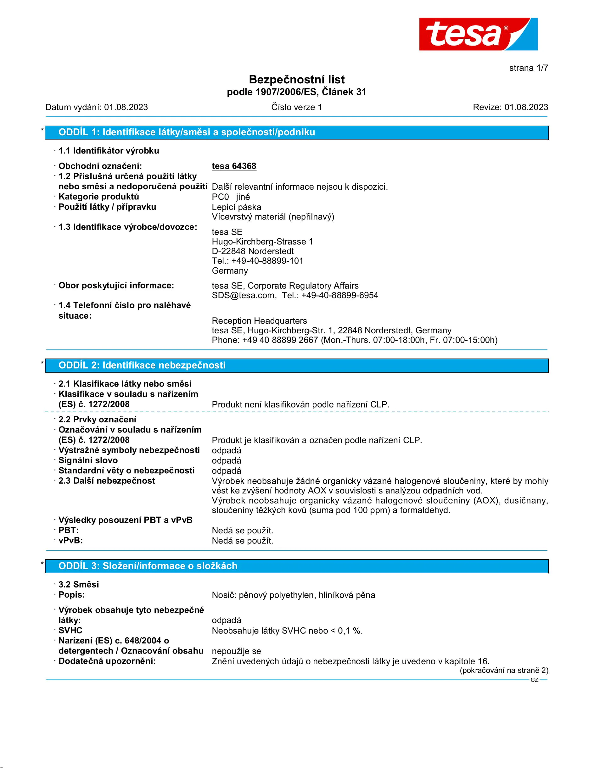 Safety data sheet_tesamoll® 55157_cs-CZ_v1