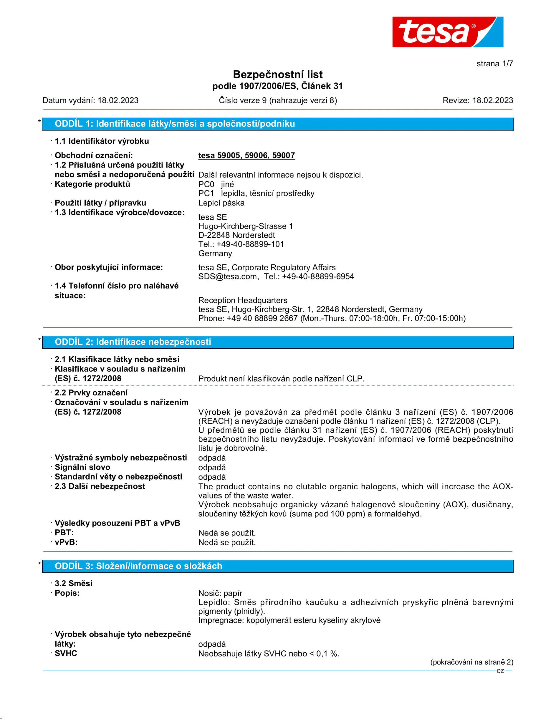 Safety data sheet_tesa® 59005_cs-CZ_v9