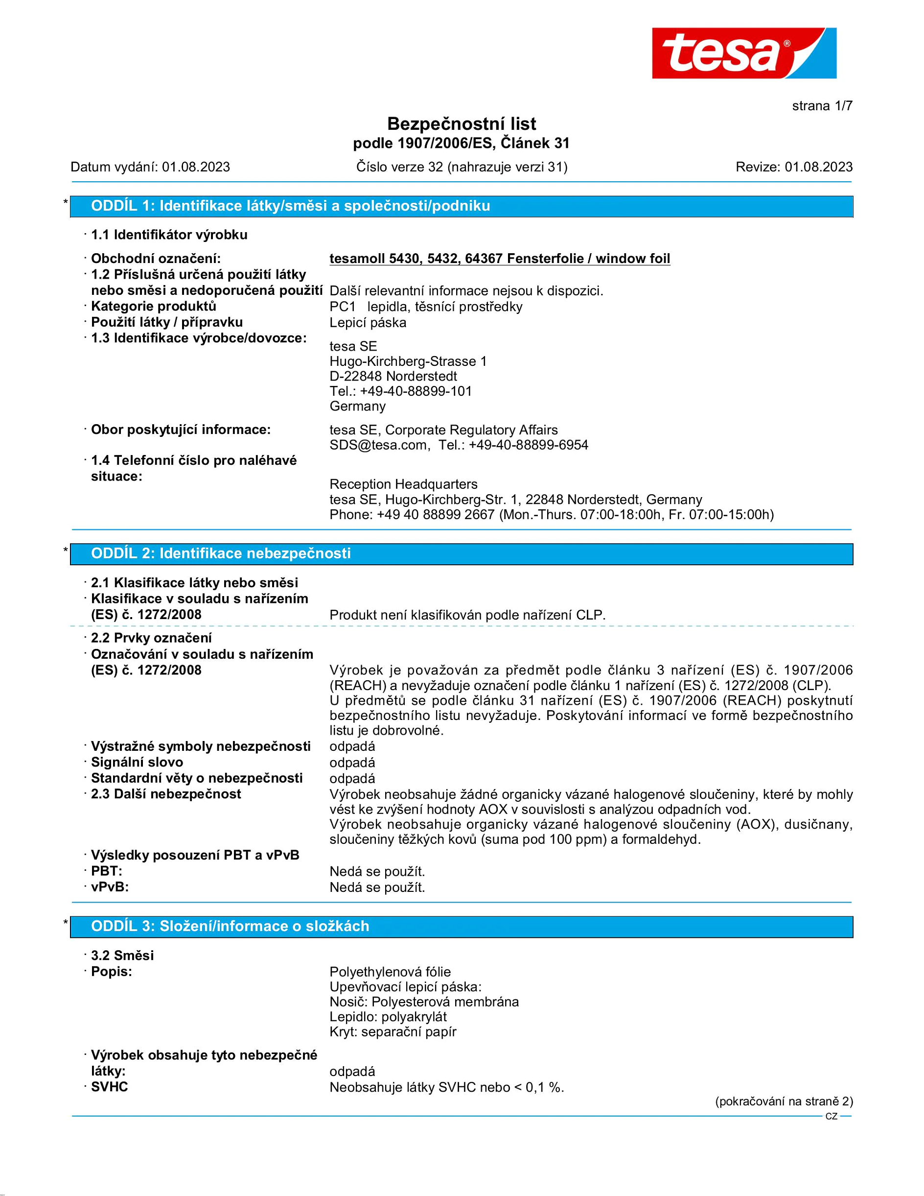 Safety data sheet_tesamoll® 5430_cs-CZ_v32