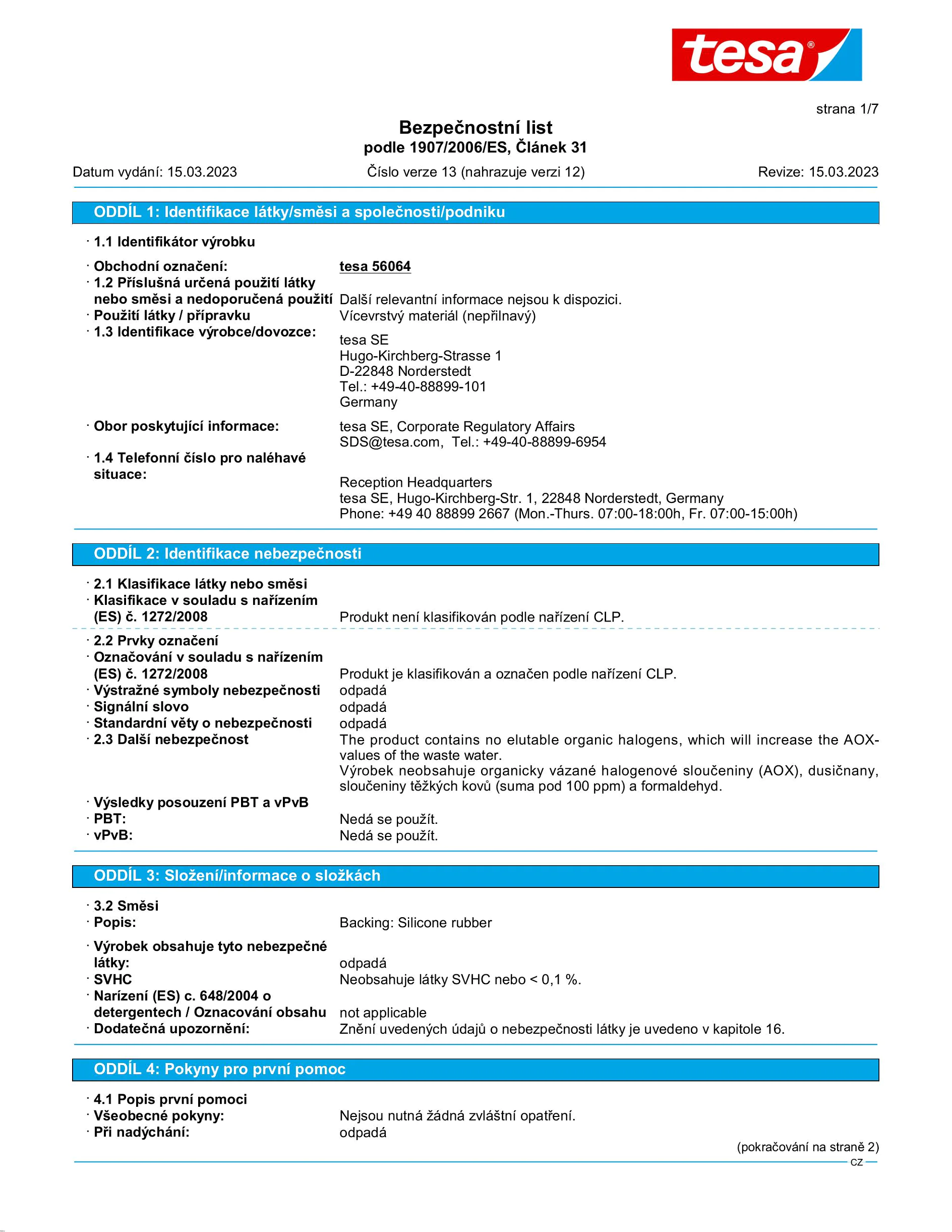 Safety data sheet_tesa® extra Power 56064_cs-CZ_v13