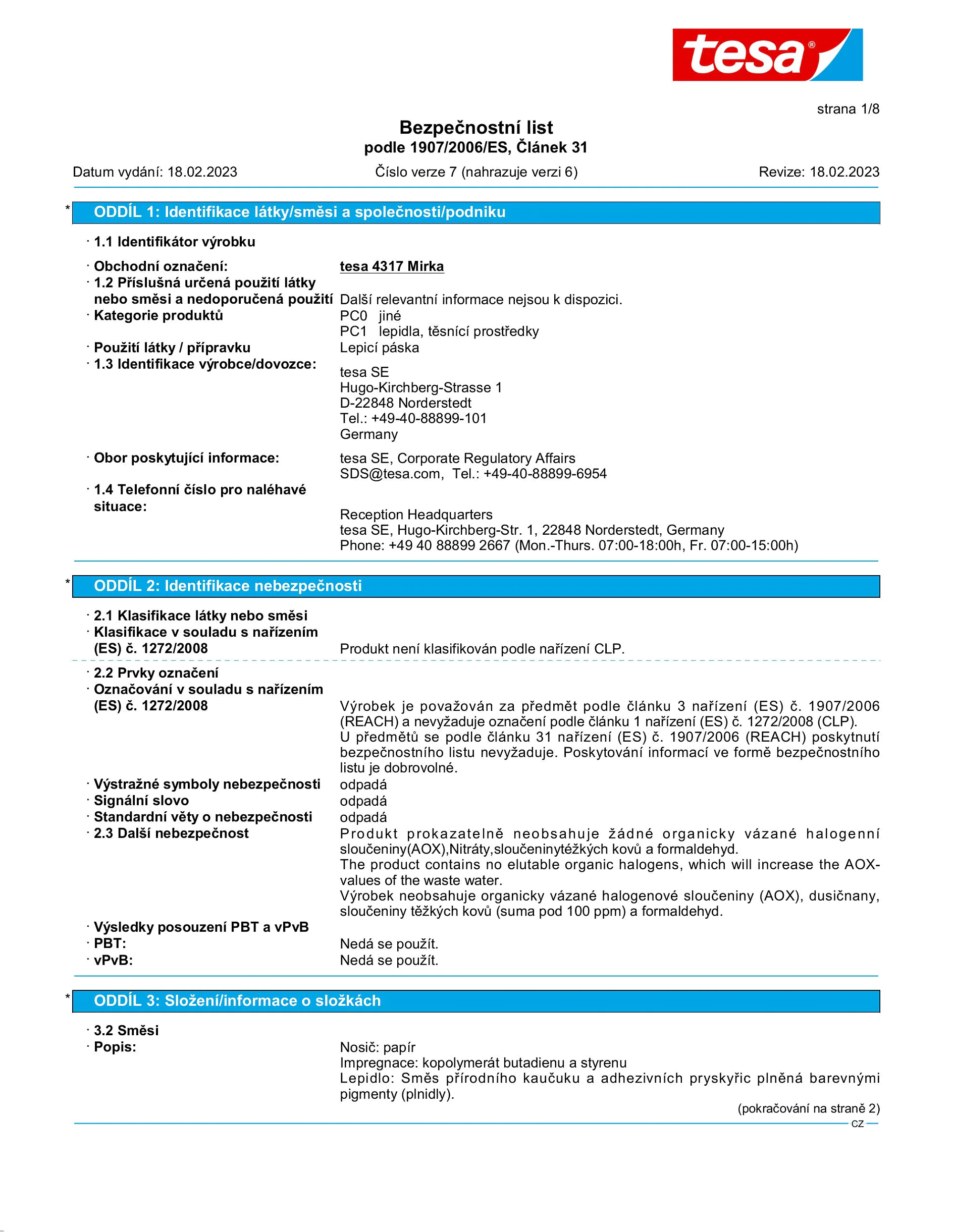 Safety data sheet_tesa® 04317_cs-CZ_v7