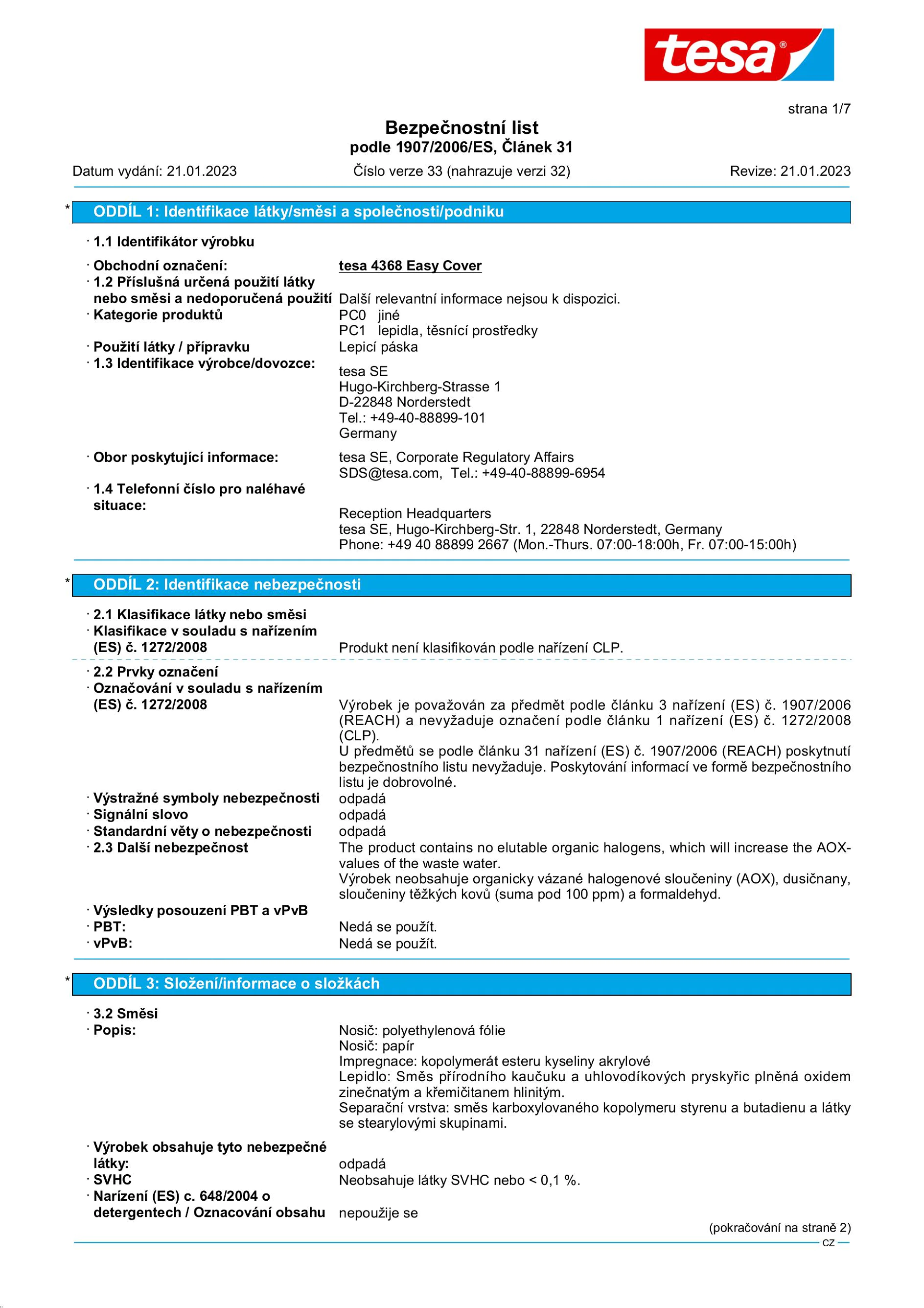 Safety data sheet_tesa® Professional 04368_cs-CZ_v33