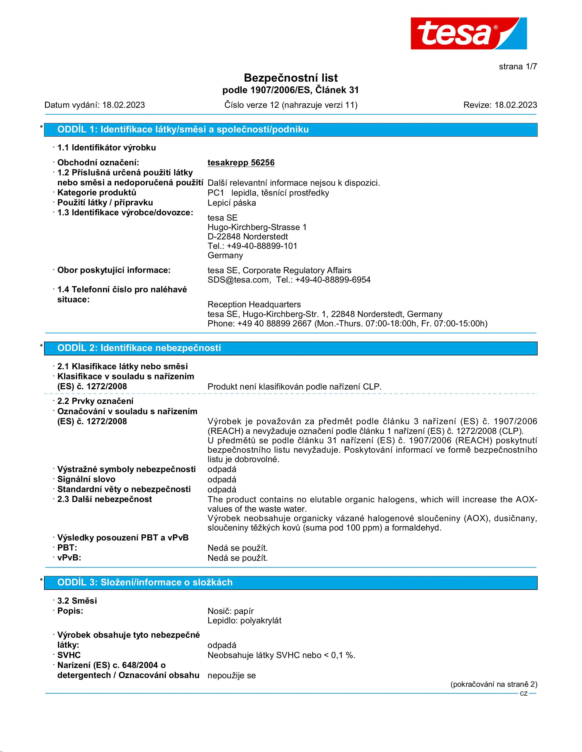 Safety data sheet_tesa® 56260_cs-CZ_v12