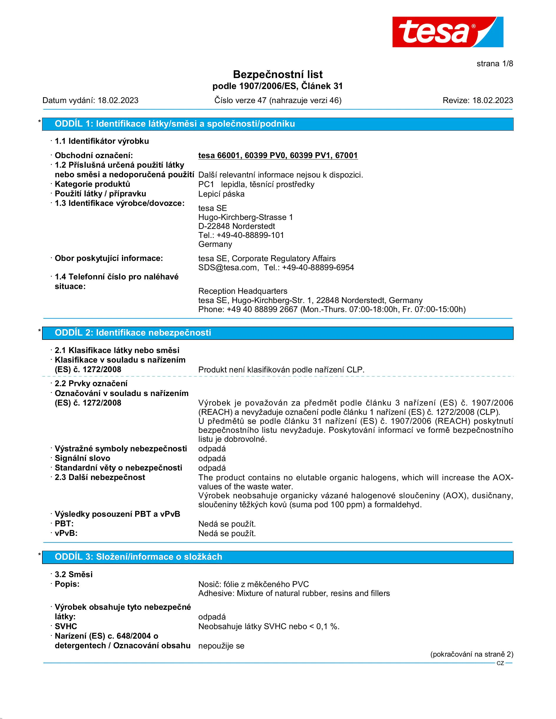 Safety data sheet_tesa® Professional 60399_cs-CZ_v47