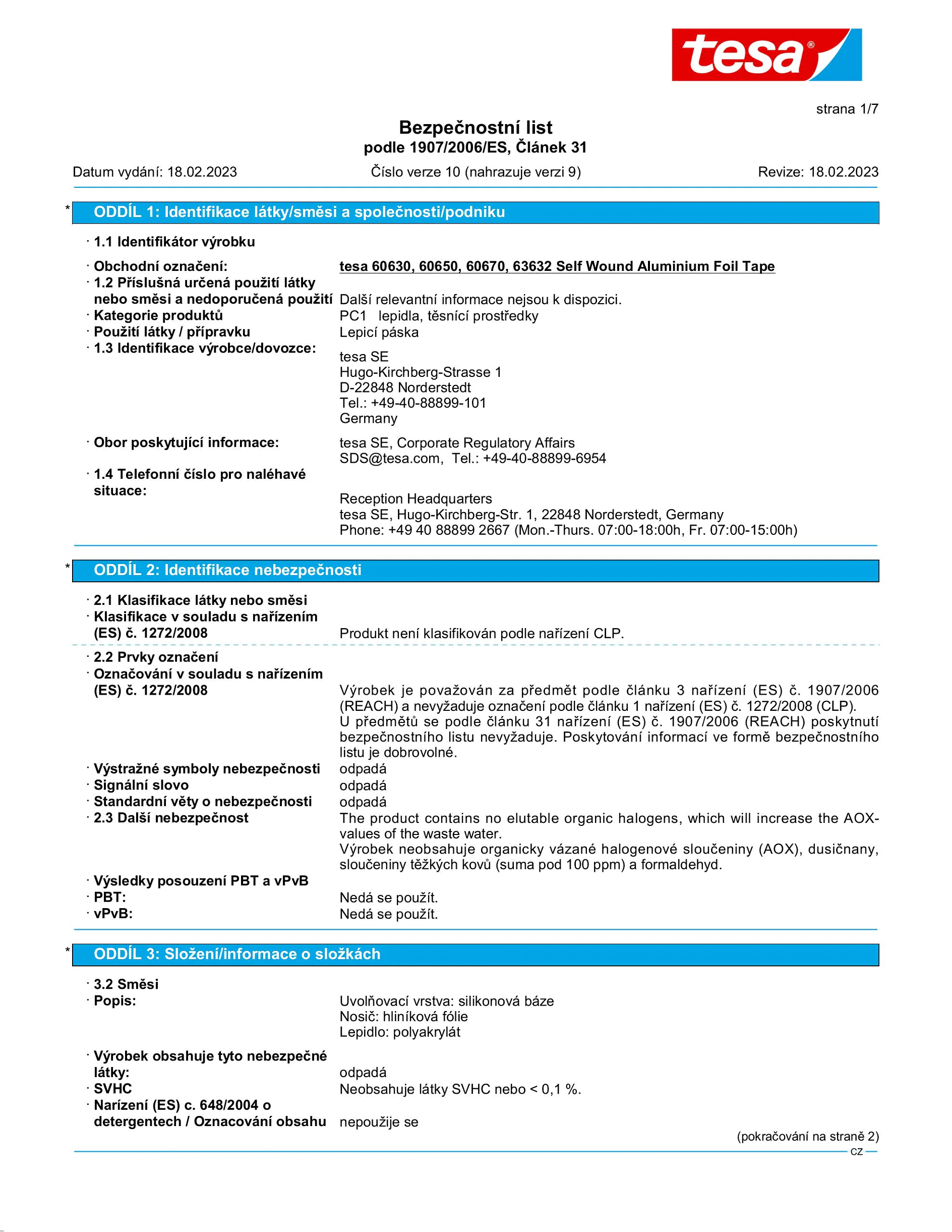 Safety data sheet_tesa® Professional 63632_cs-CZ_v10