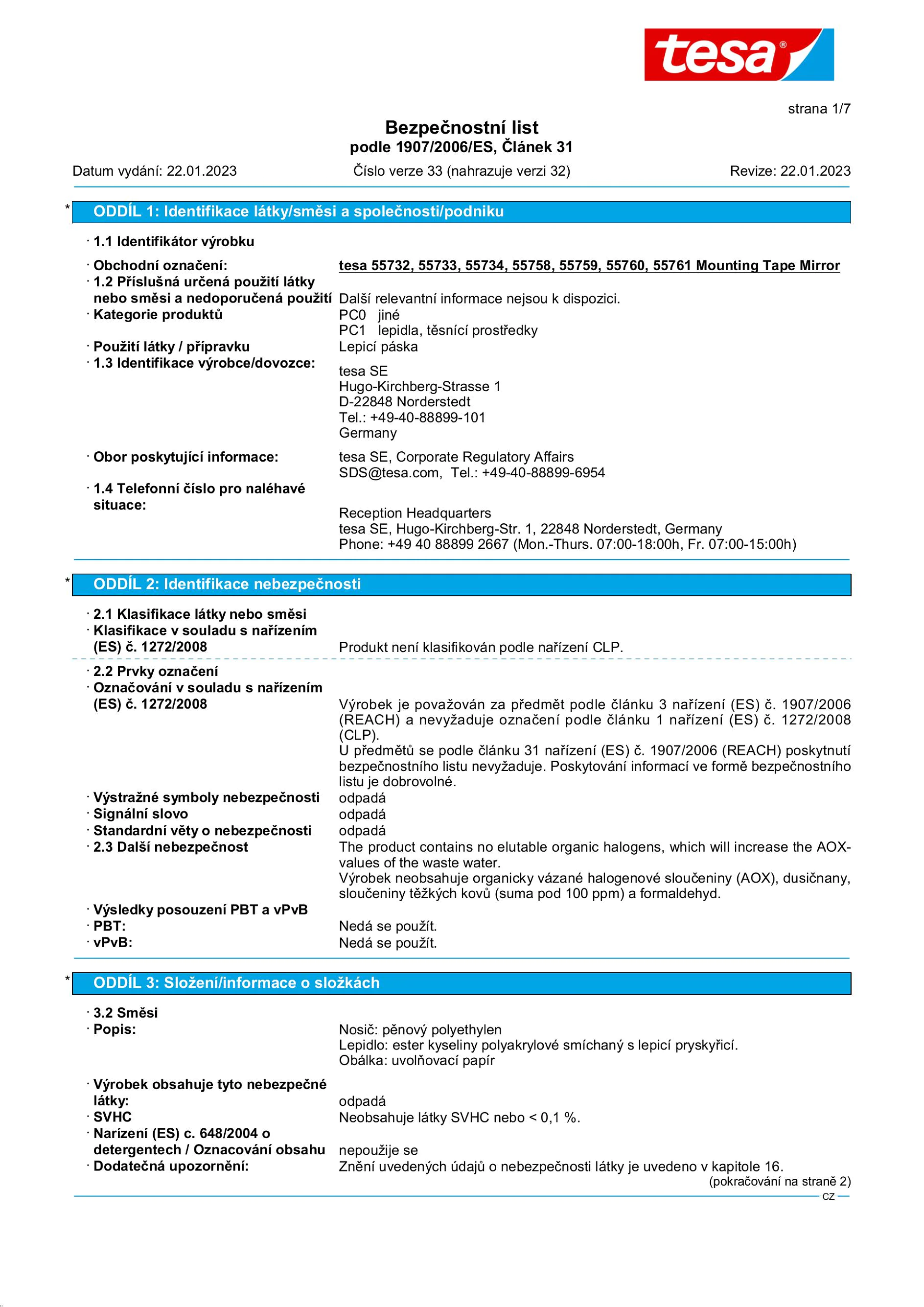 Safety data sheet_tesa® Professional 55733_cs-CZ_v33