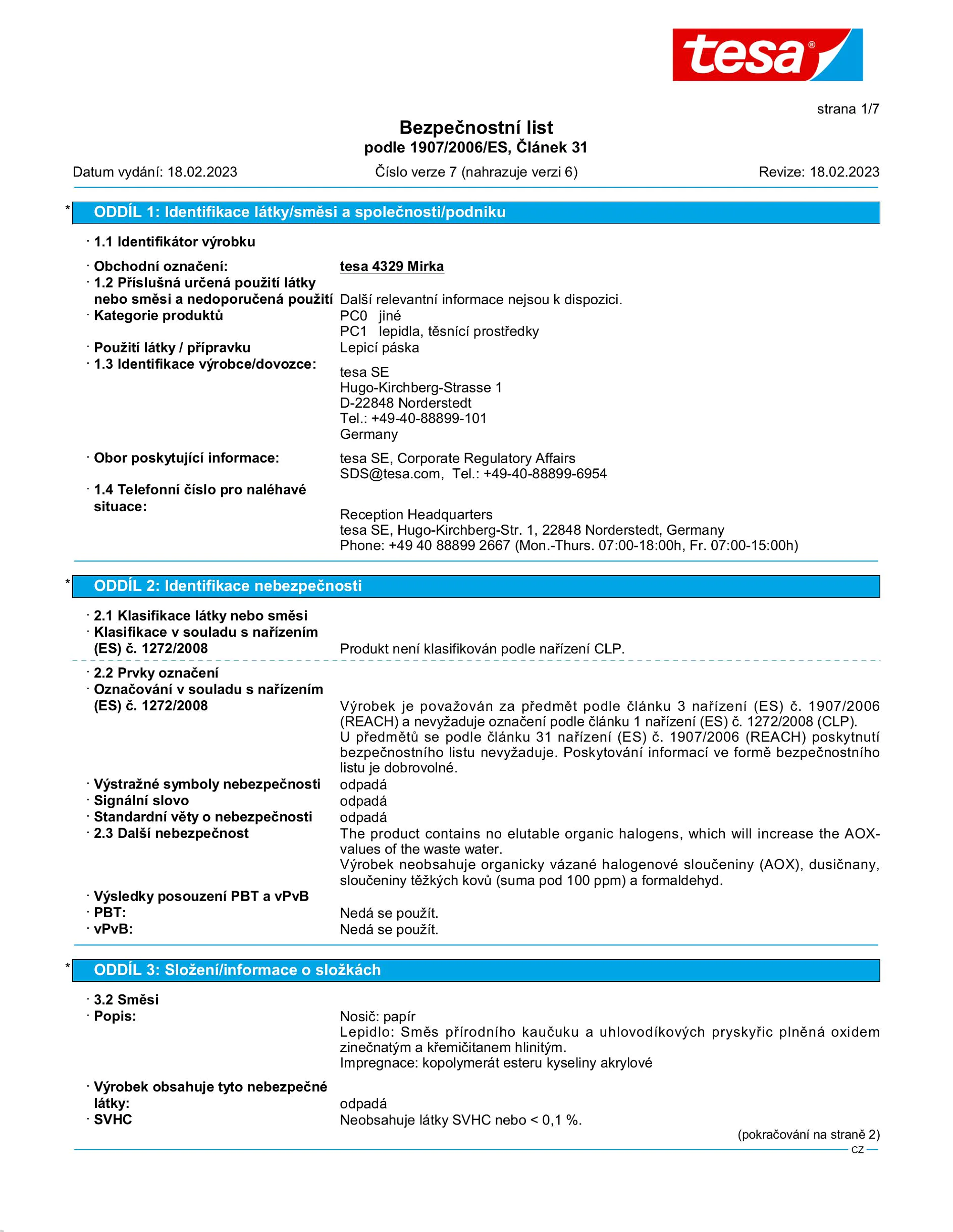 Safety data sheet_tesa® 04329_cs-CZ_v7