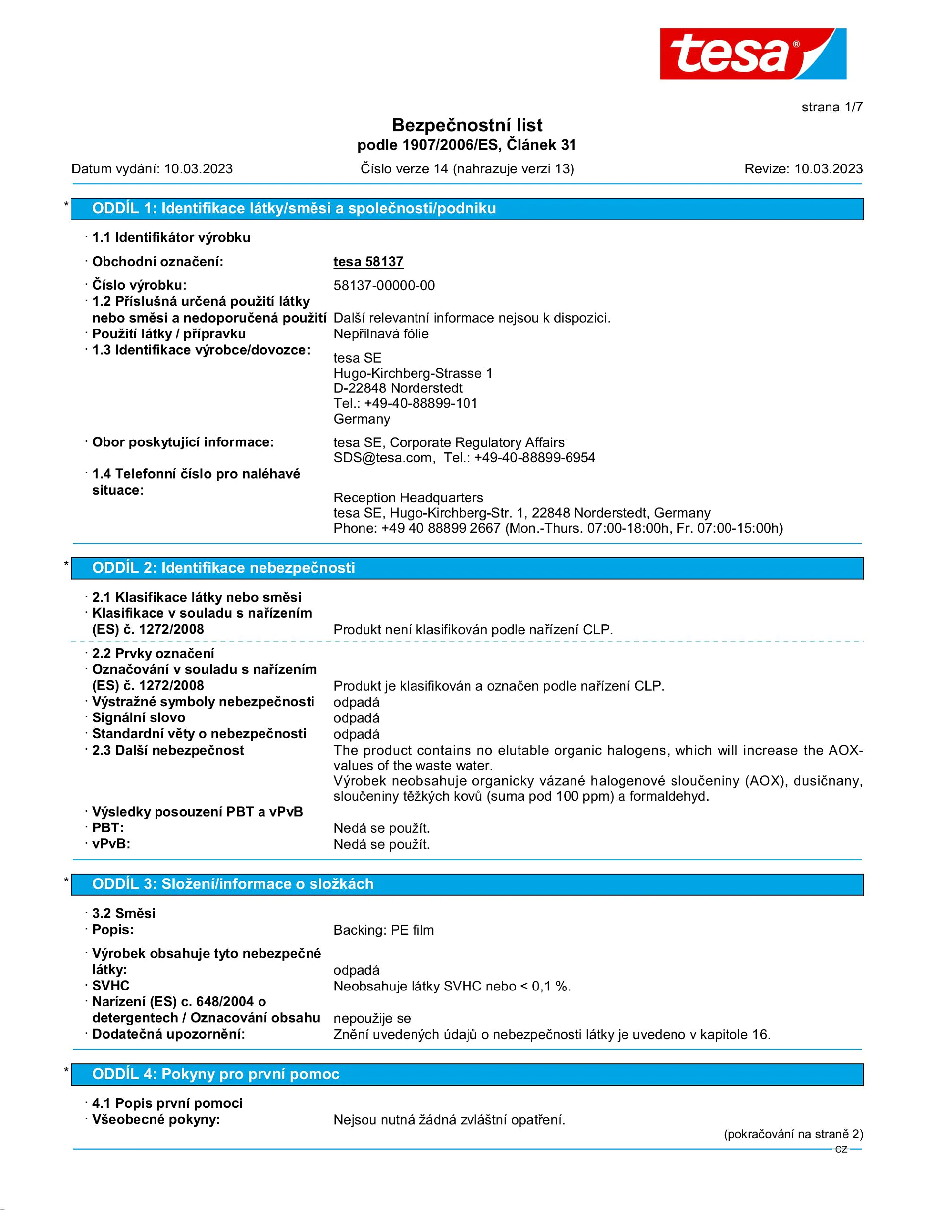 Safety data sheet_tesa® 58137_cs-CZ_v14