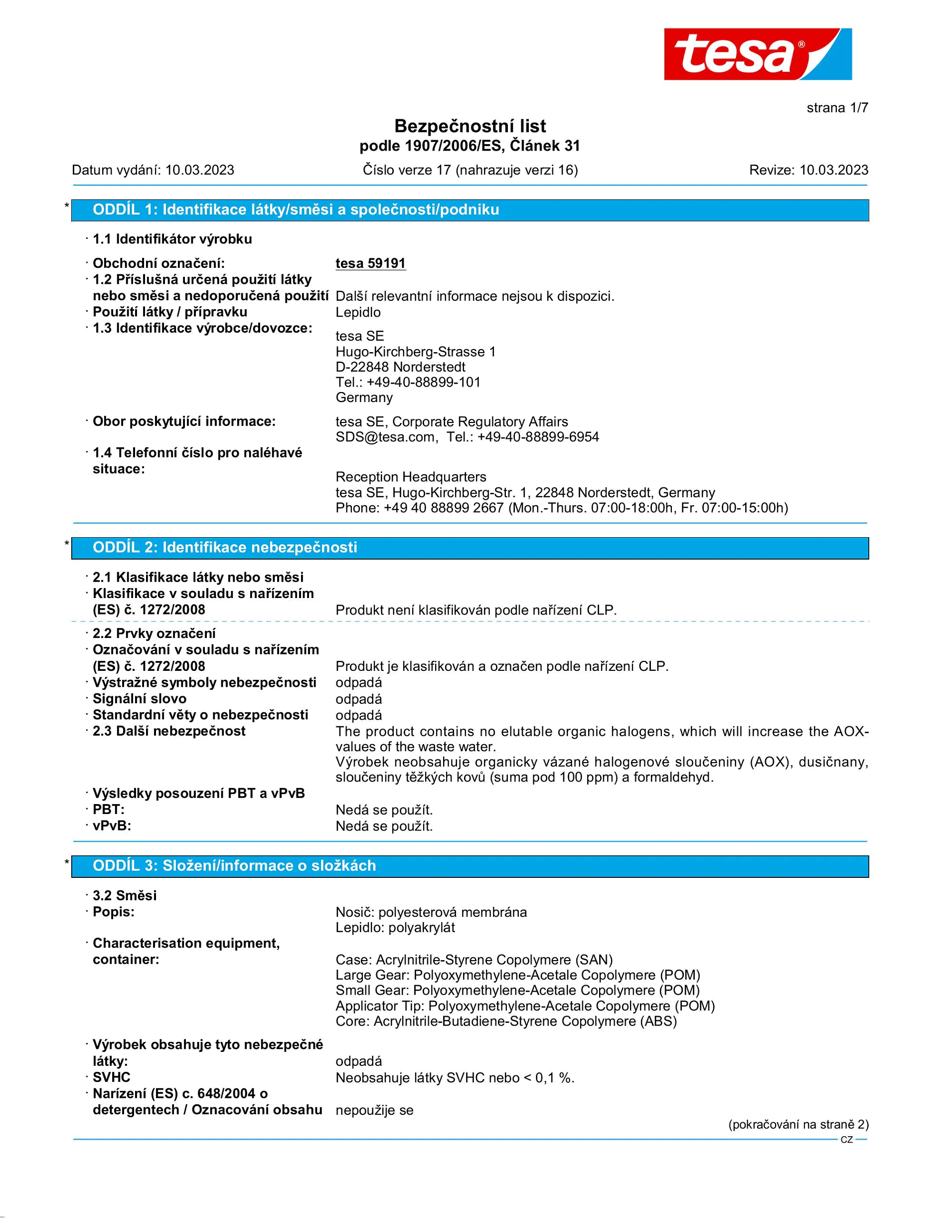 Safety data sheet_tesa® 59191_cs-CZ_v17