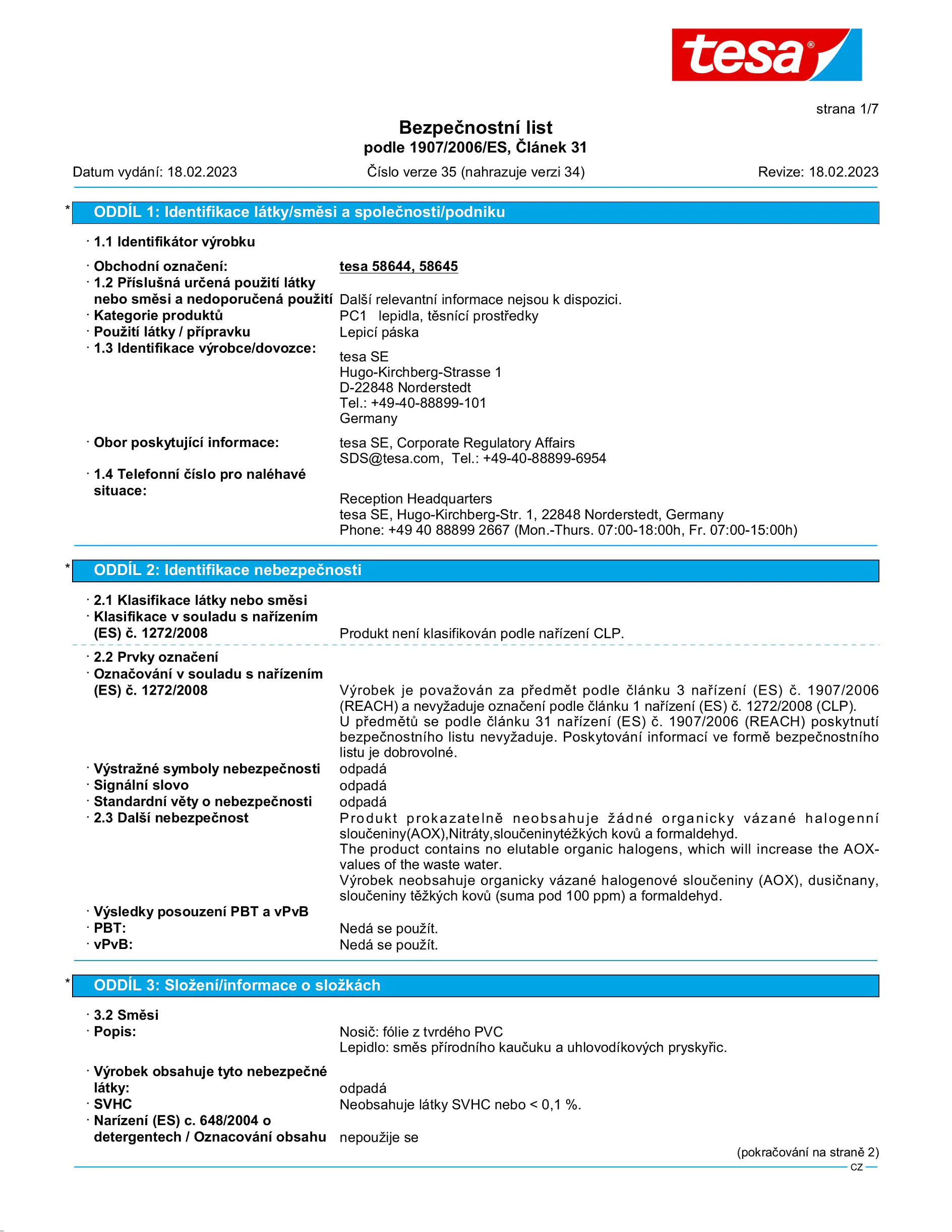 Safety data sheet_tesapack® 4124PVC30_cs-CZ_v35