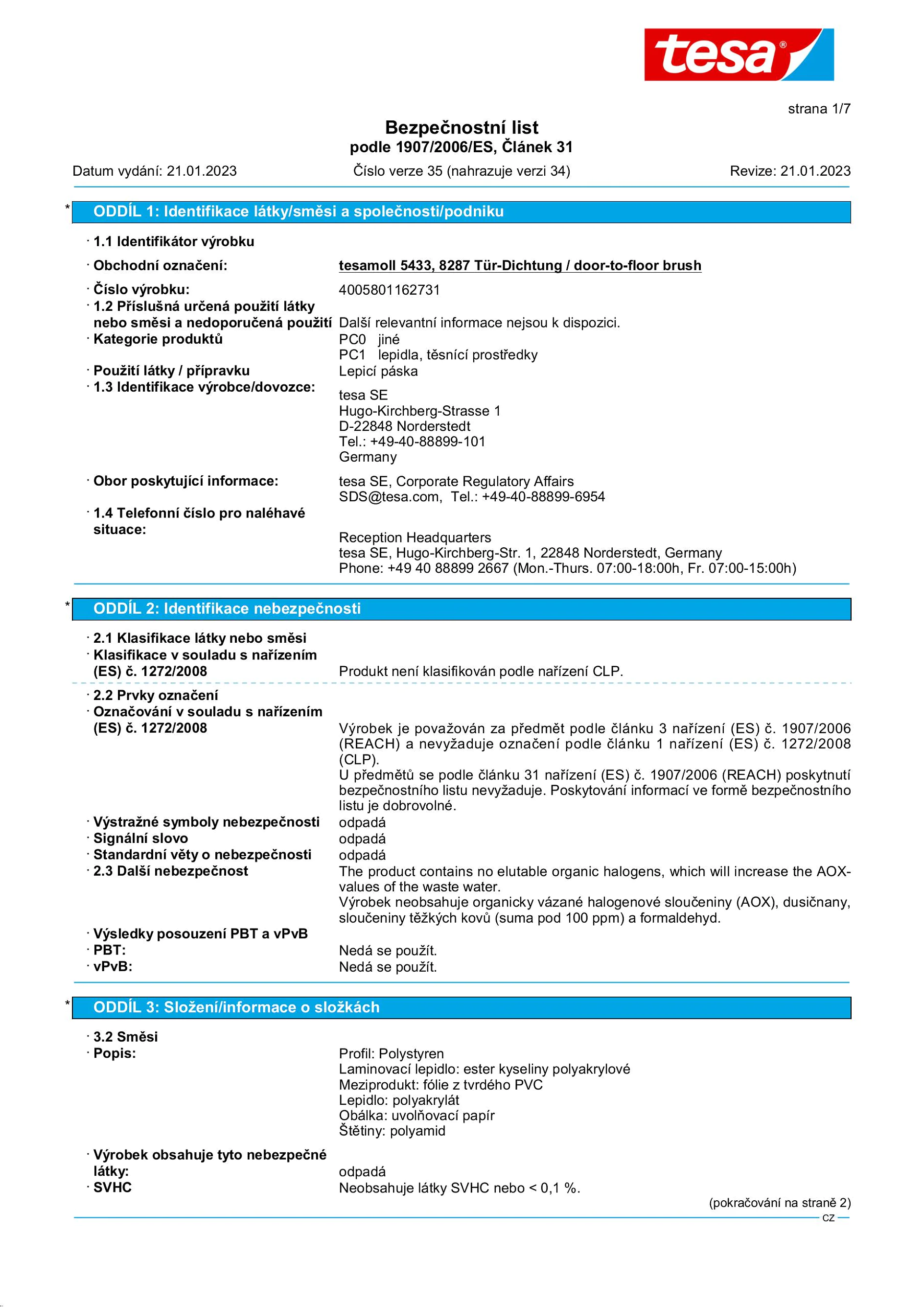 Safety data sheet_tesamoll® 05433_cs-CZ_v35