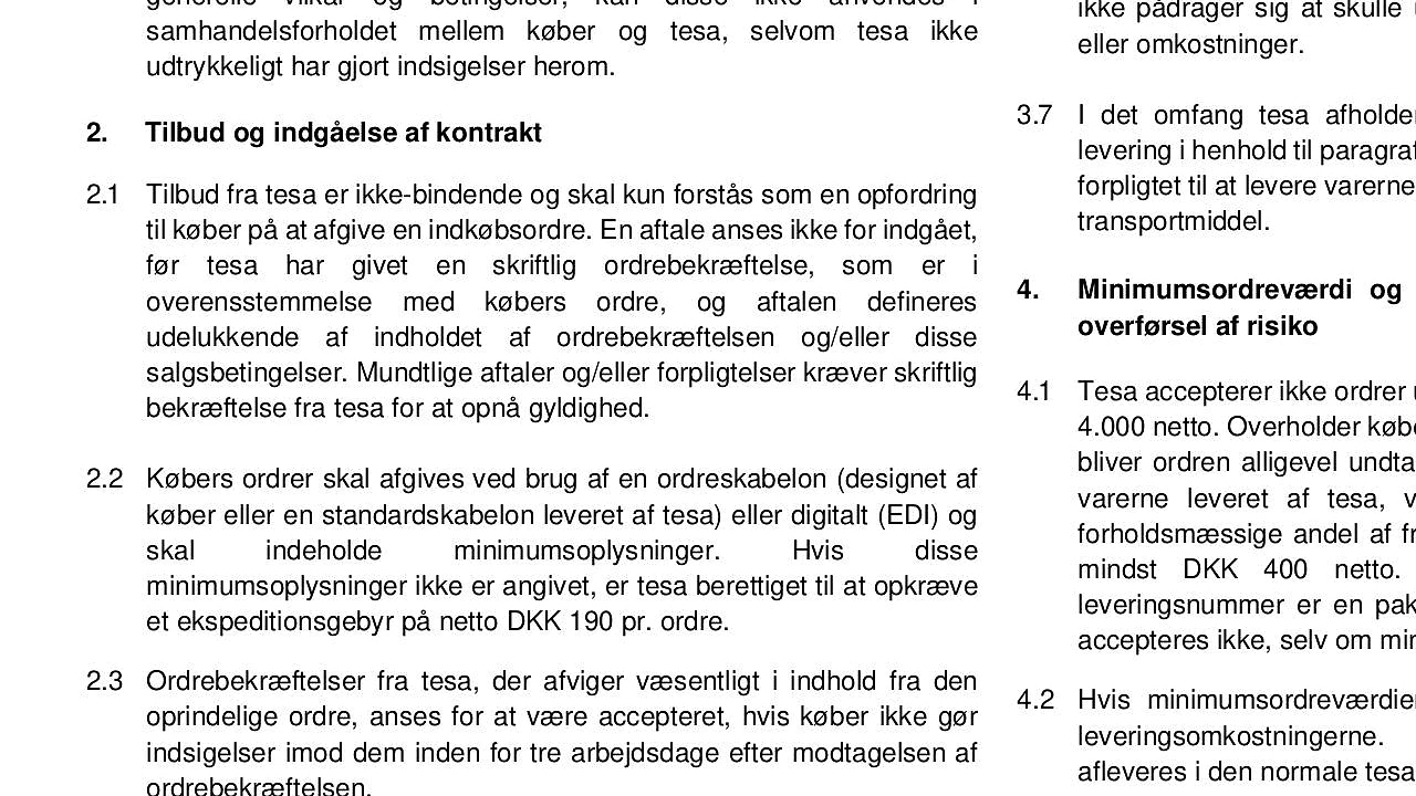 Salgs- og leveringsbetingelser