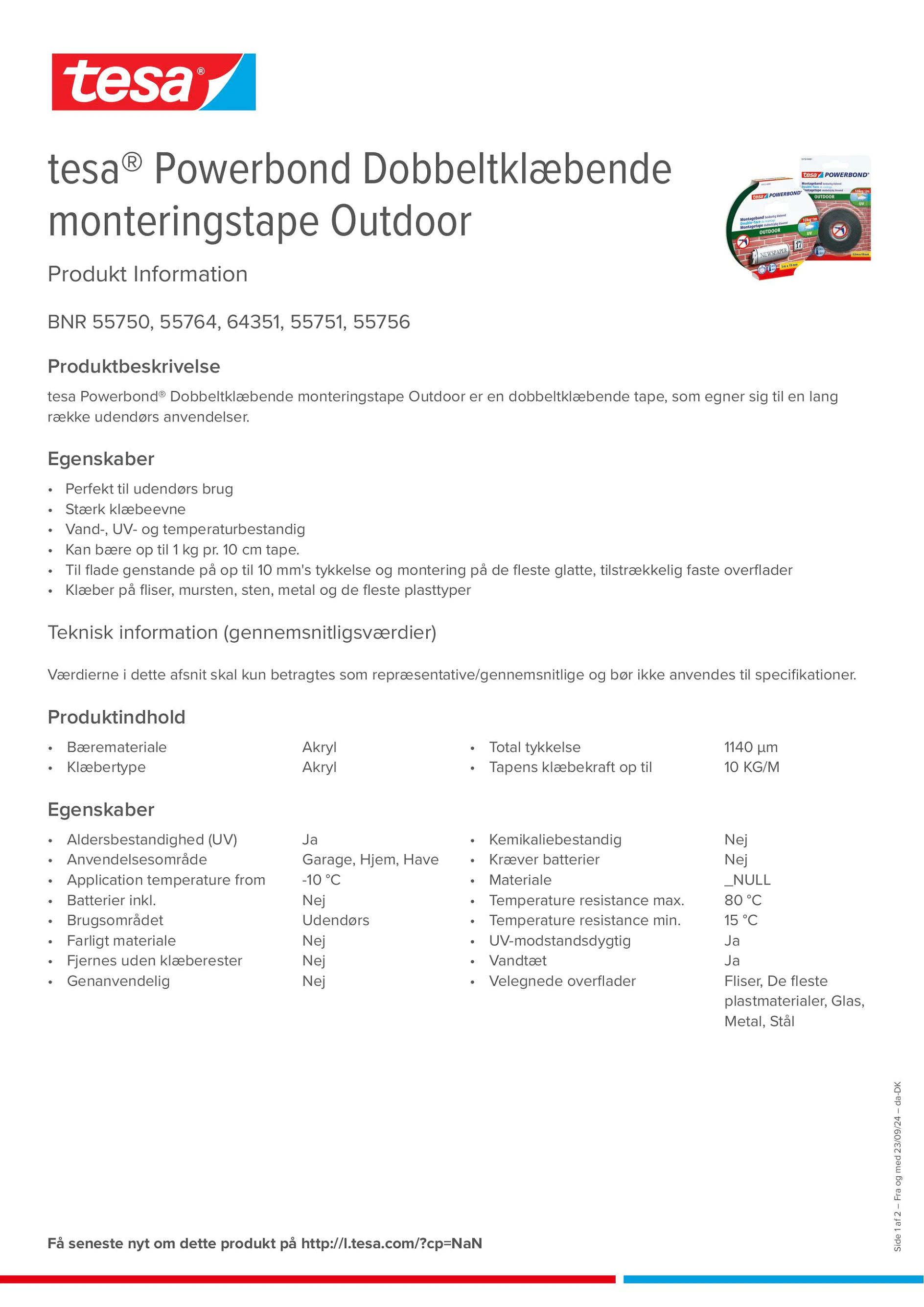 Product information_tesa® Powerbond 55751_da-DK