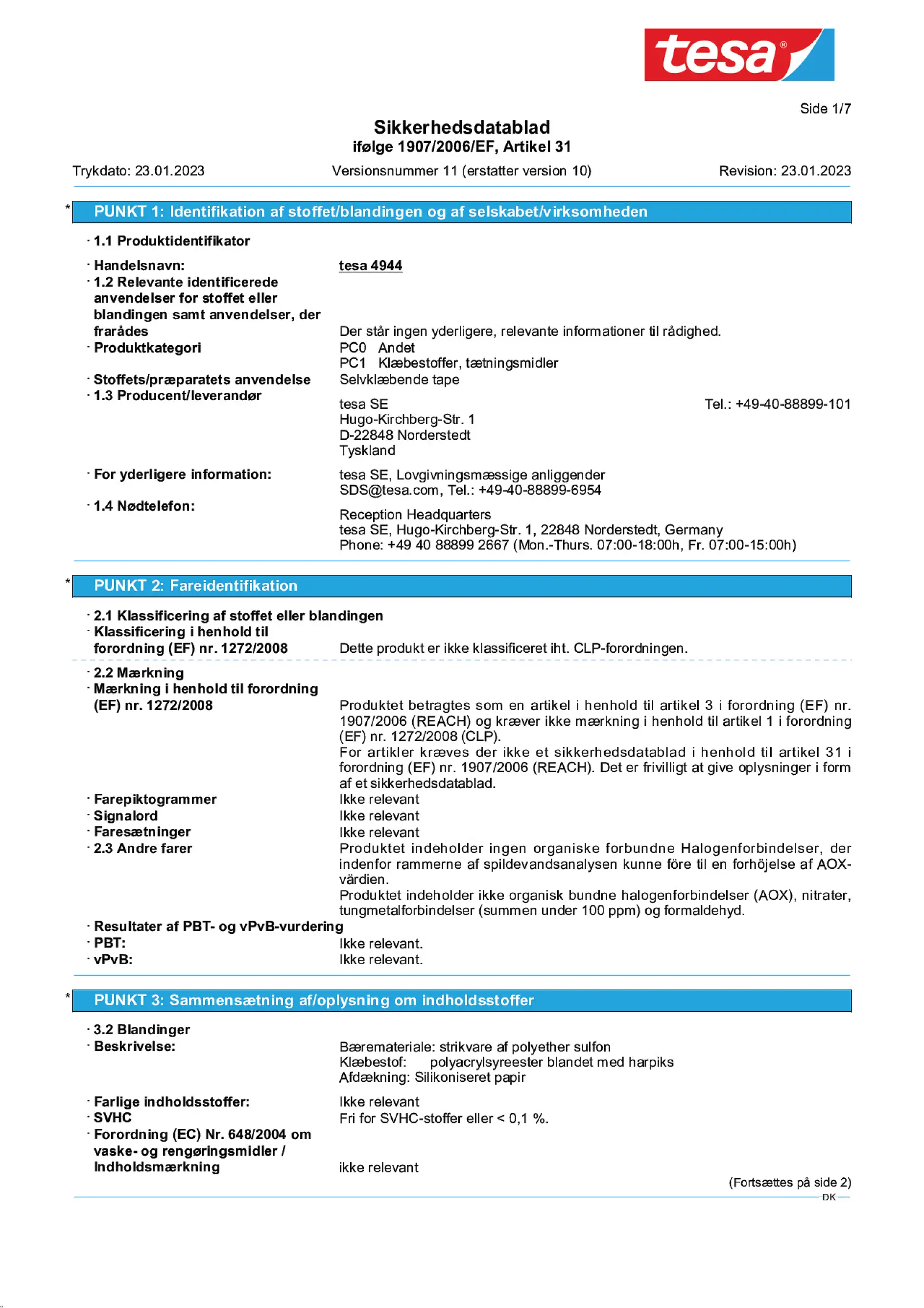 Safety data sheet_tesa® Professional 04944_da-DK_v11