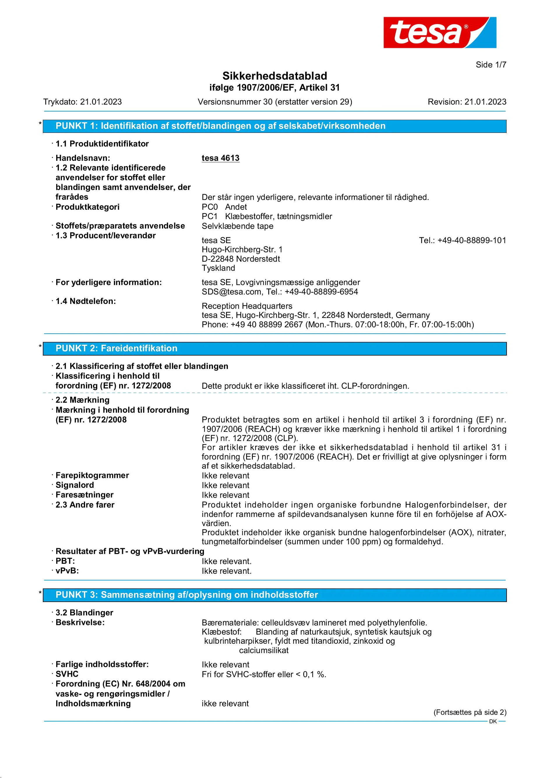 Safety data sheet_tesa® Professional 04613_da-DK_v30