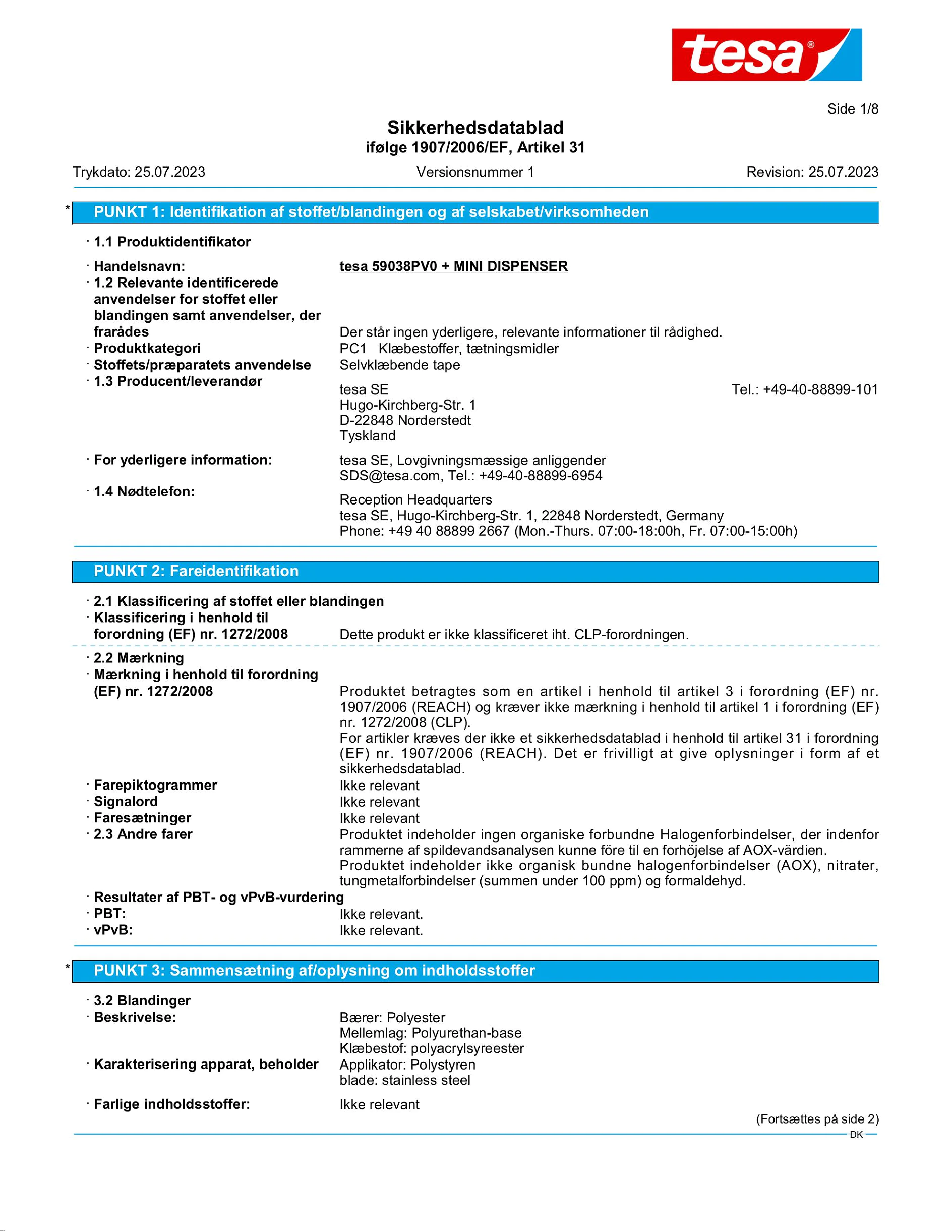 Safety data sheet_tesafilm® 59038_da-DK_v1