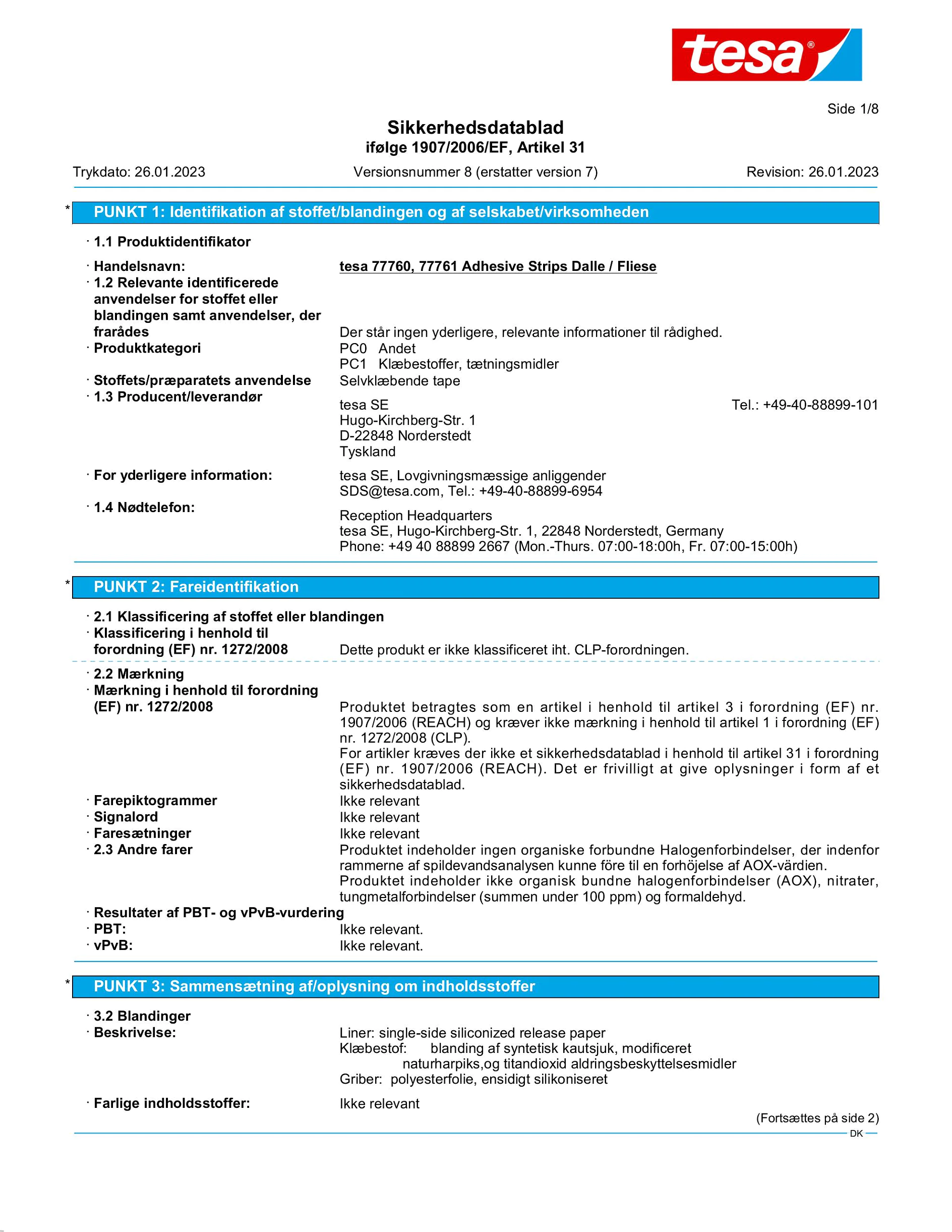 Safety data sheet_tesa® 77761_da-DK_v8