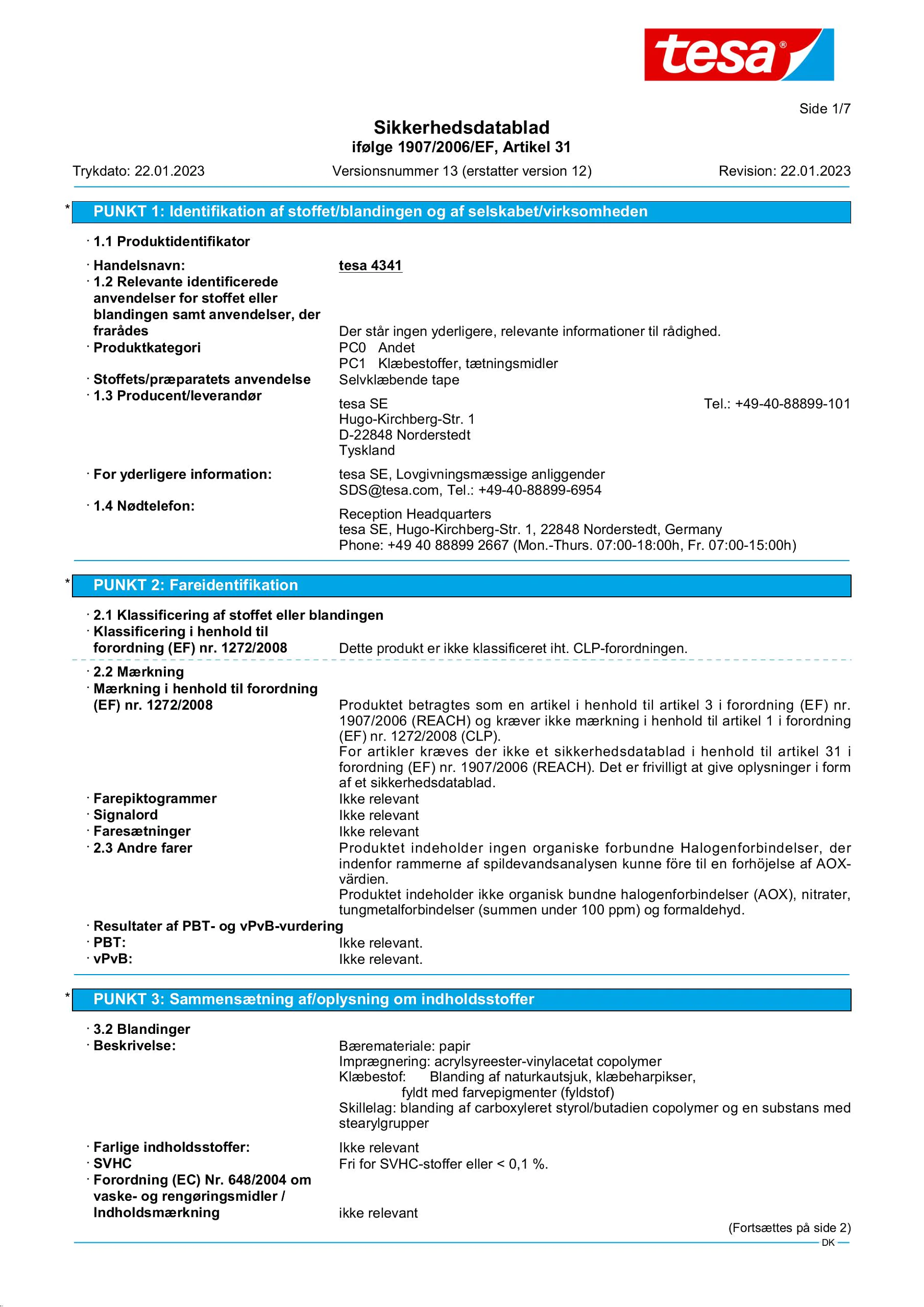 Safety data sheet_tesa® 4341_da-DK_v13