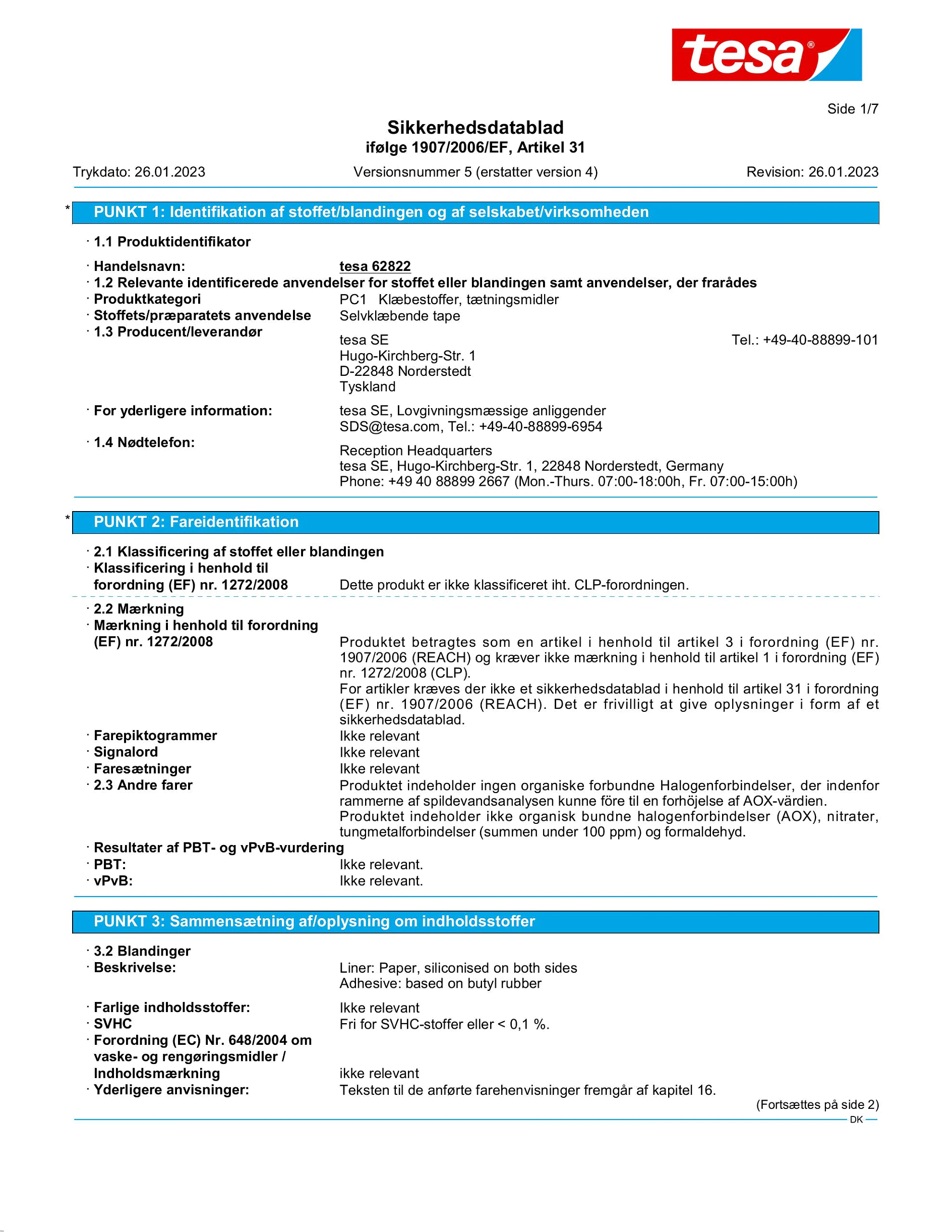 Safety data sheet_tesa® 62822_da-DK_v5