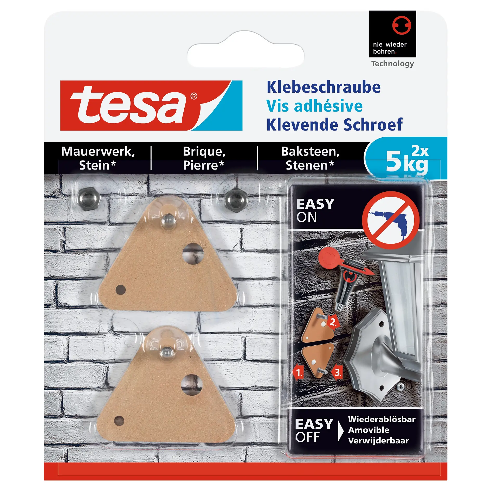 [en-en] tesa Smart Mounting System Adhesive Screw Triangl 5kg Brick