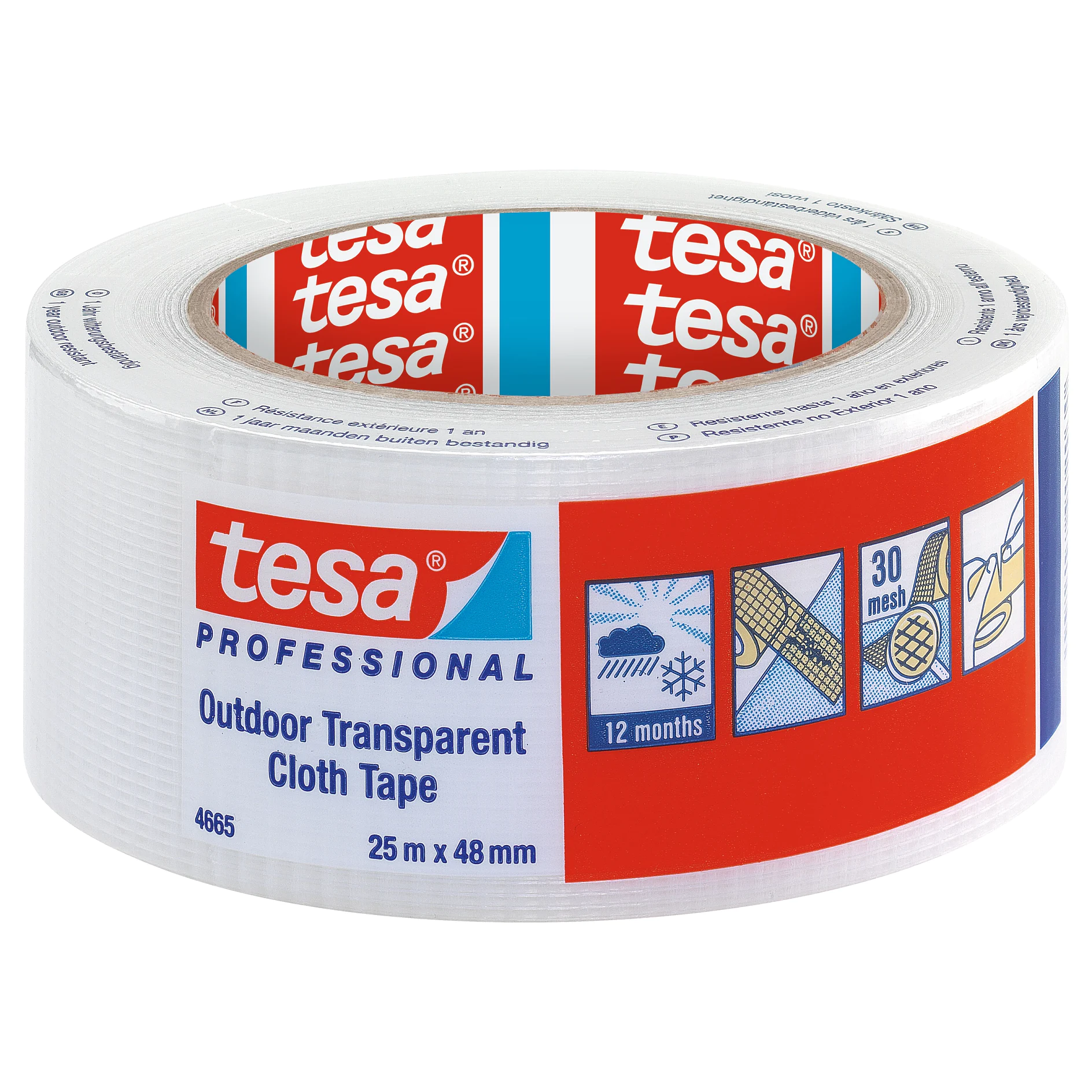 [en-en] tesa Professional Outdoor Cloth Tape, 25m:48mm, Transparent, LI401