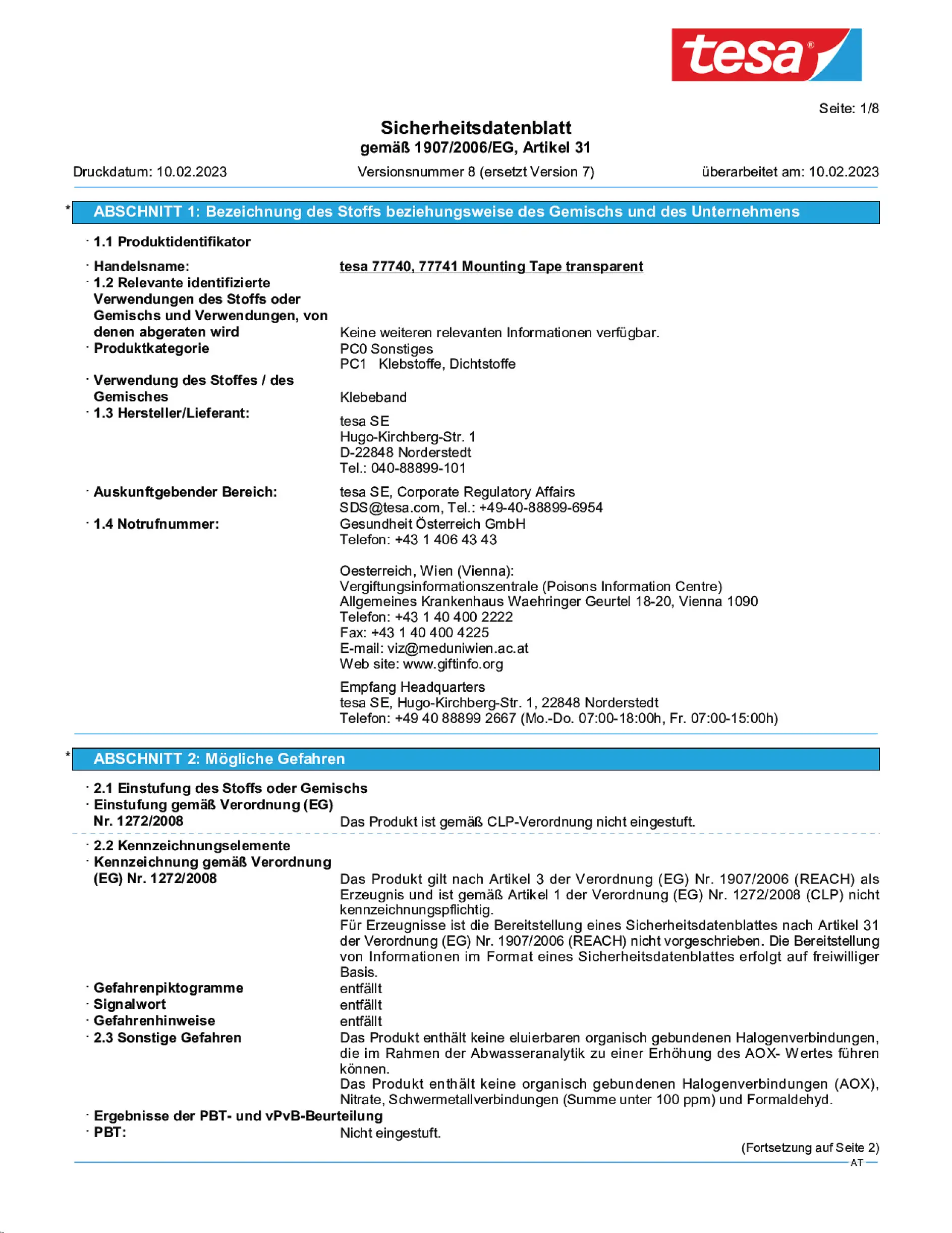 Safety data sheet_tesa® 77740_de-AT_v8