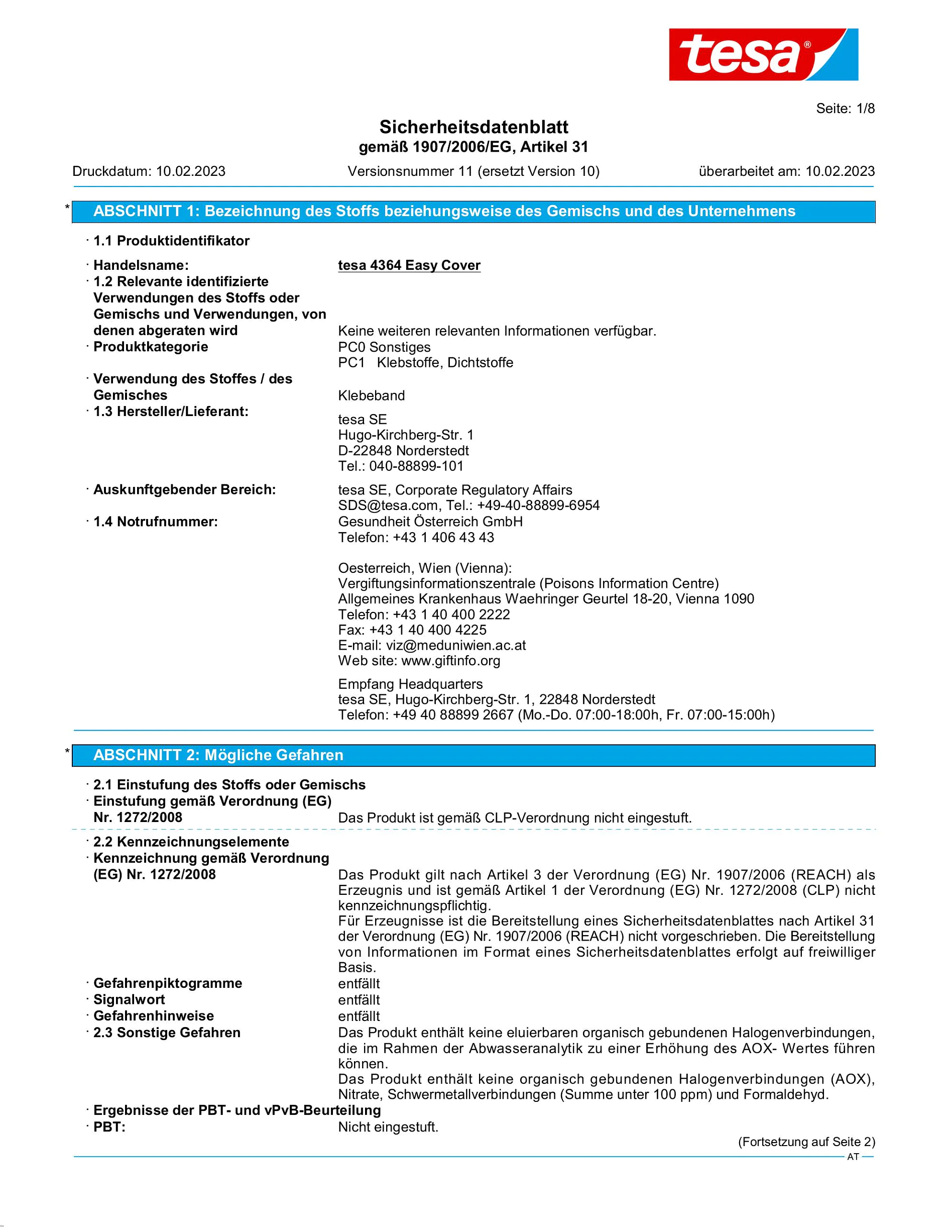 Safety data sheet_tesa® Professional 04364_de-AT_v11