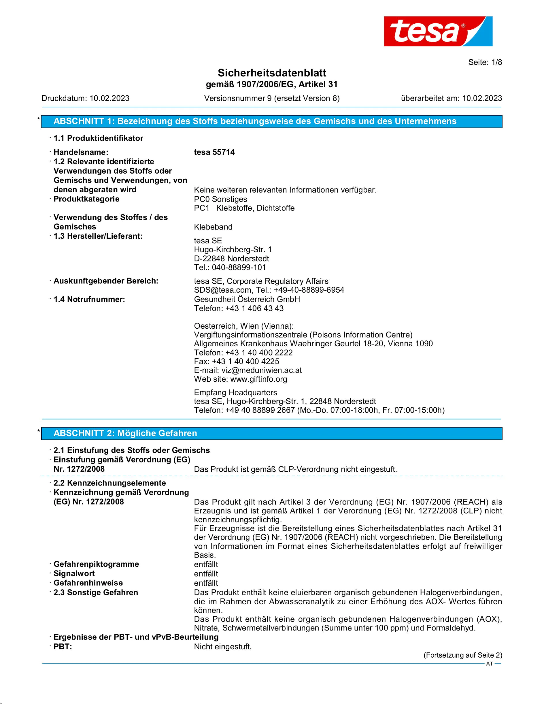 Safety data sheet_tesa® Powerbond 55714_de-AT_v9