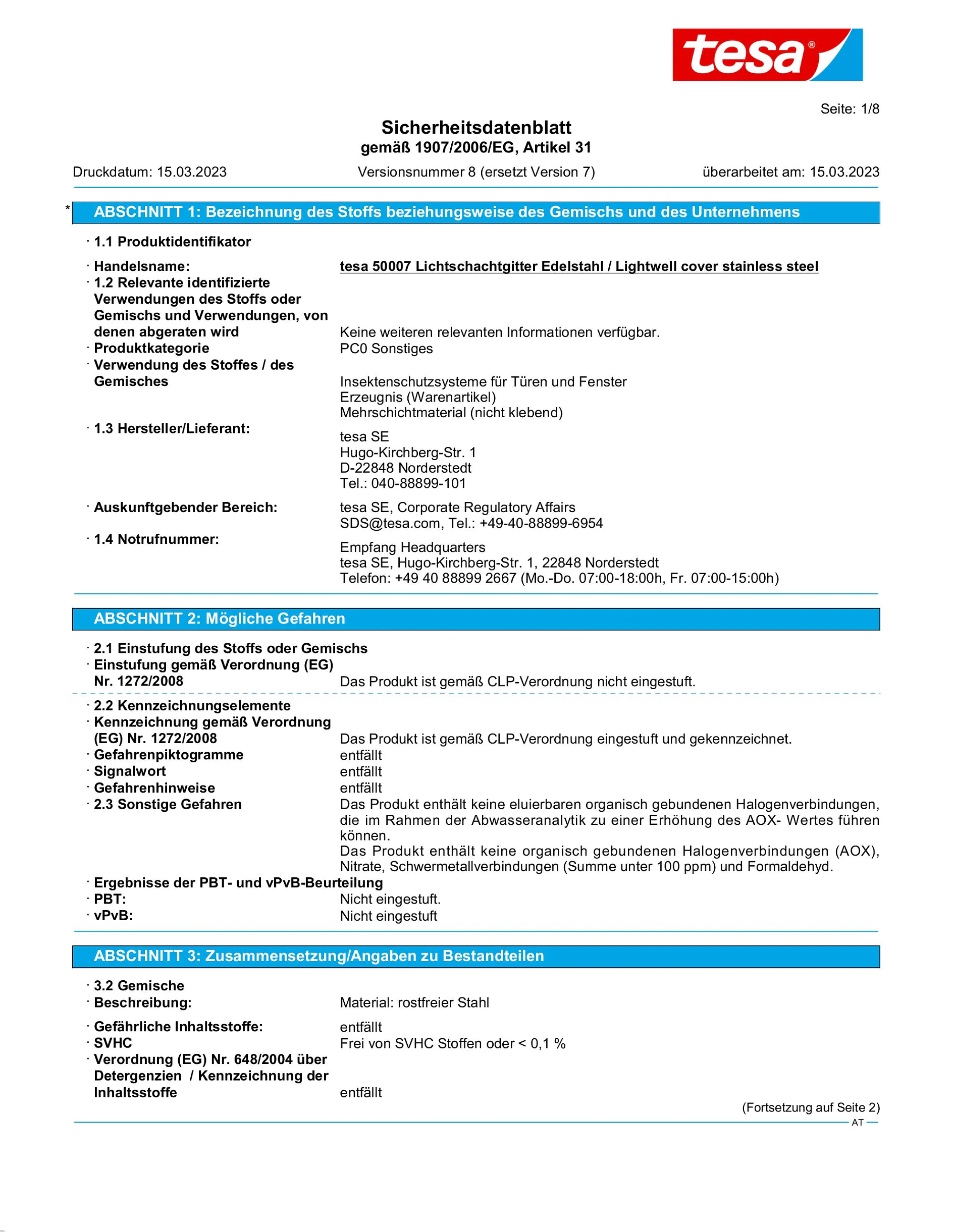 Safety data sheet_tesa® 50007_de-AT_v8