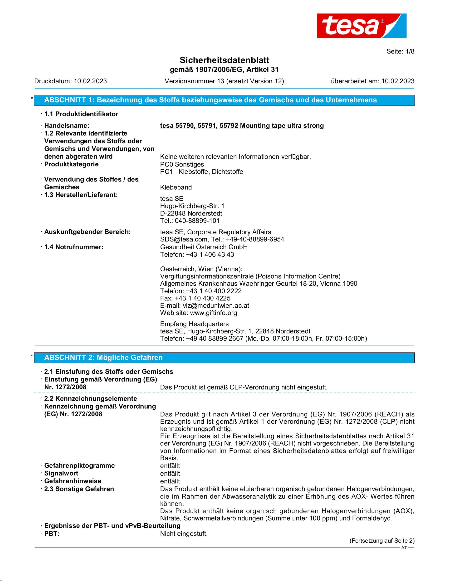 Safety data sheet_tesa® Powerbond 55791_de-AT_v13