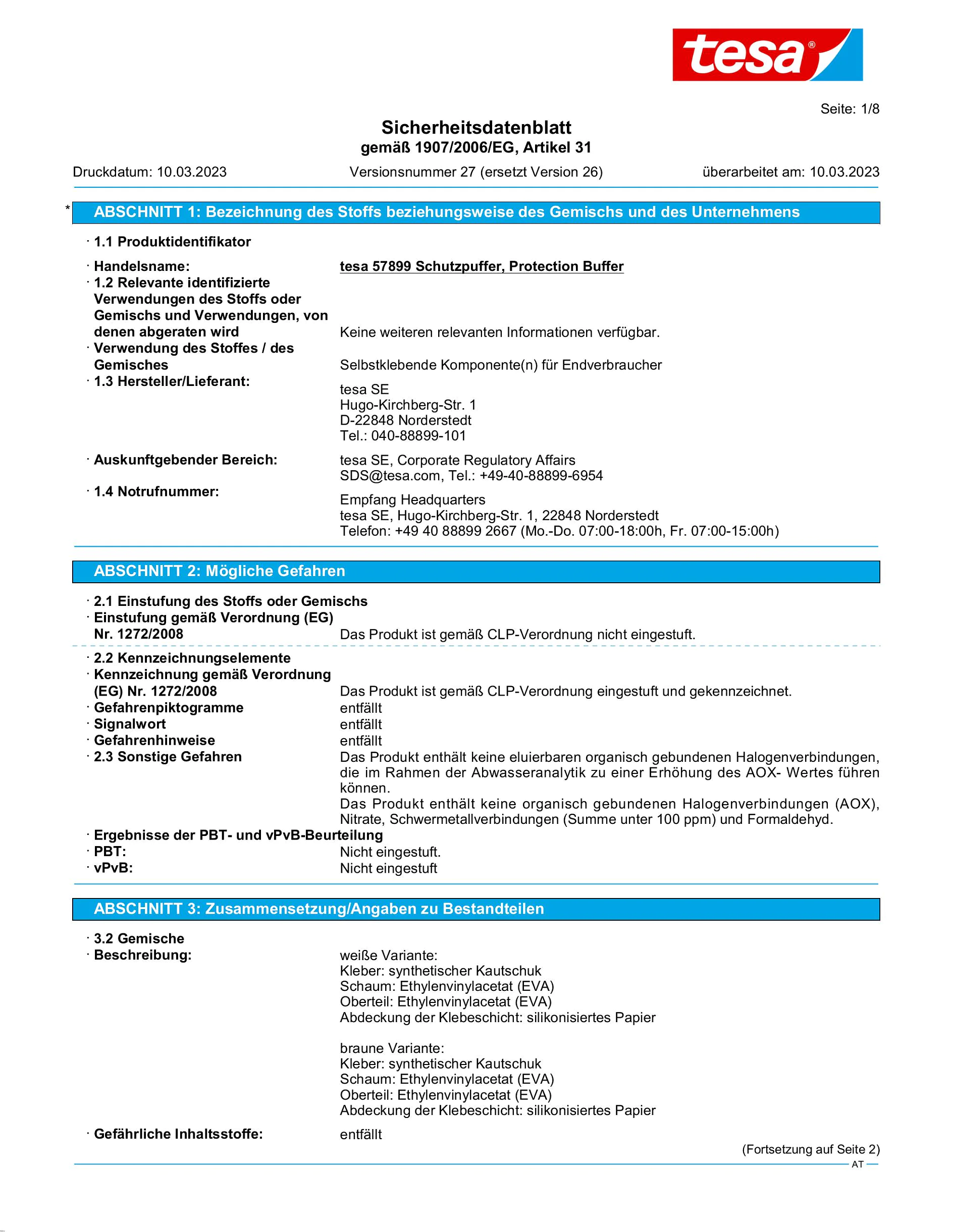 Safety data sheet_tesa® Protect 57705_de-AT_v27