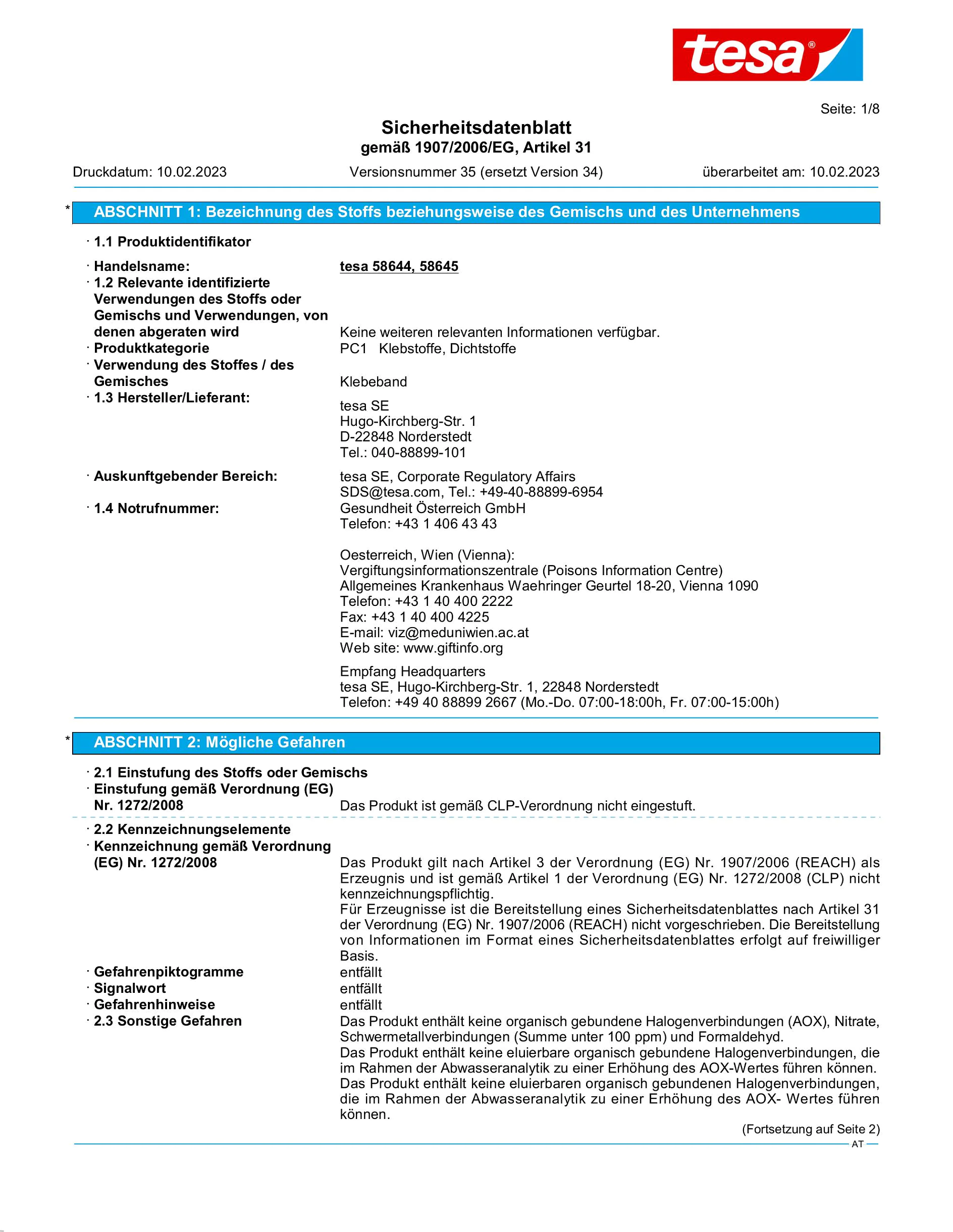 Safety data sheet_tesapack® 4124PVC30_de-AT_v35