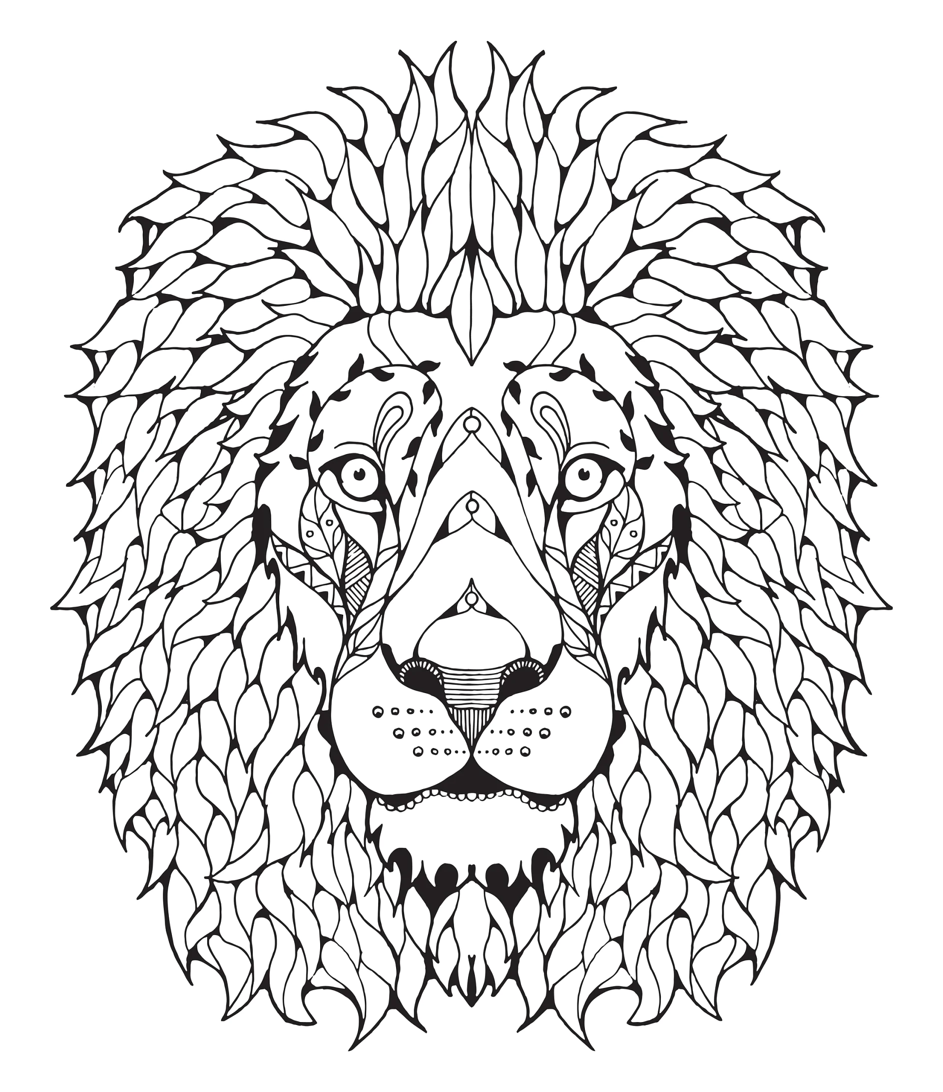 Lion head zentangle stylized, vector, illustration, freehand pencil, hand drawn, pattern. Zen art.