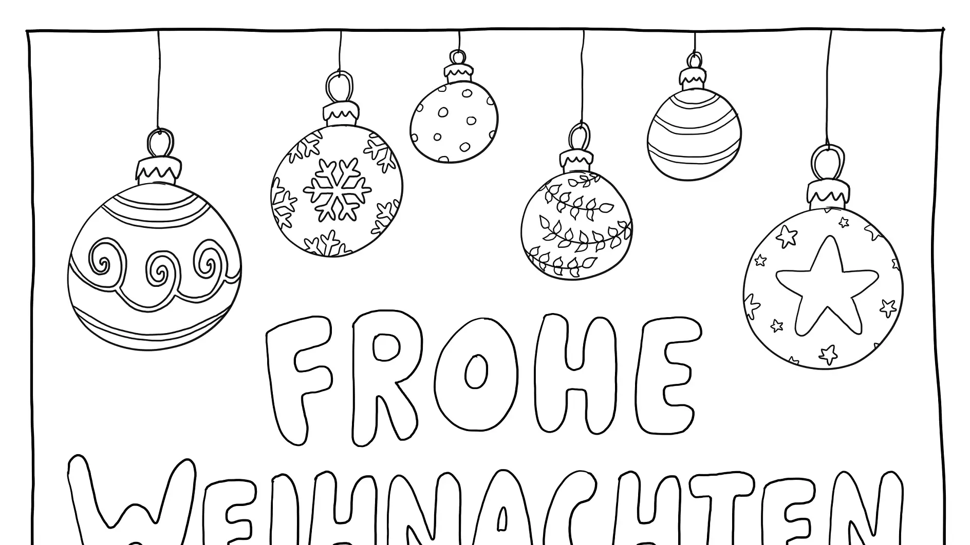 Ausmalbild Weihnachtskugeln Frohe Weihnachten