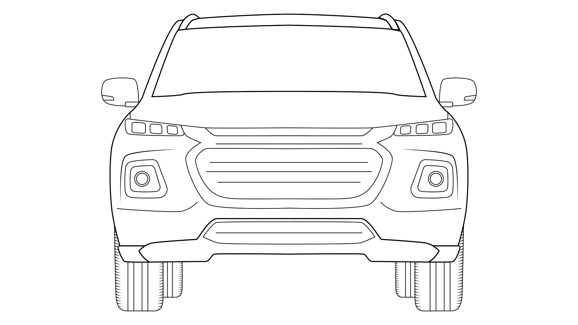 Ausmalbild Auto SUV Frontalansicht