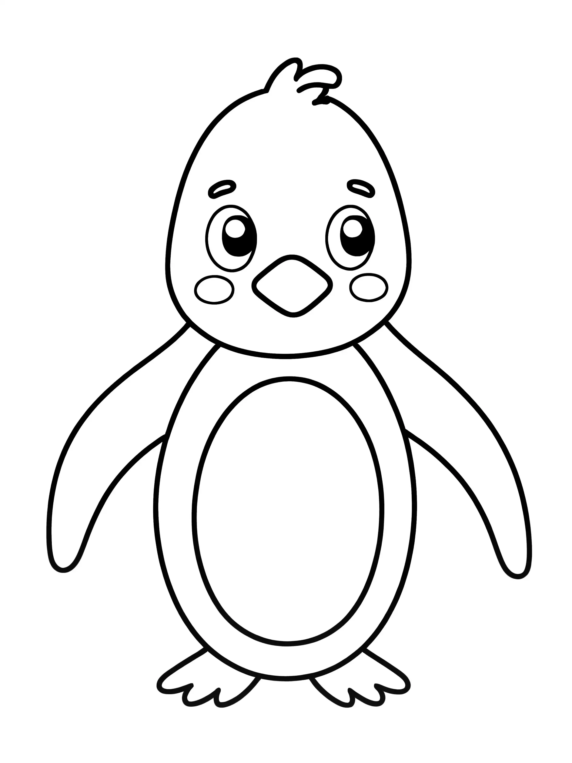 Ausmalbild Pinguin frontal