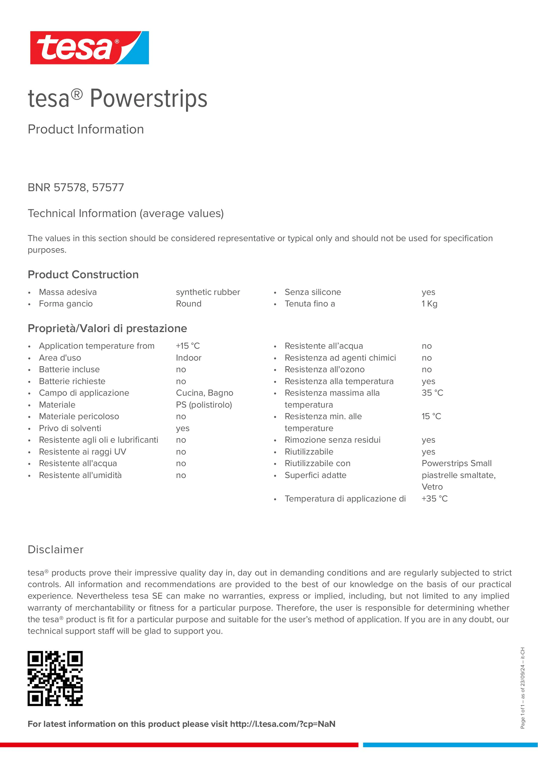 Product information_tesa® Powerstrips 57578_de-CH_fr-CH