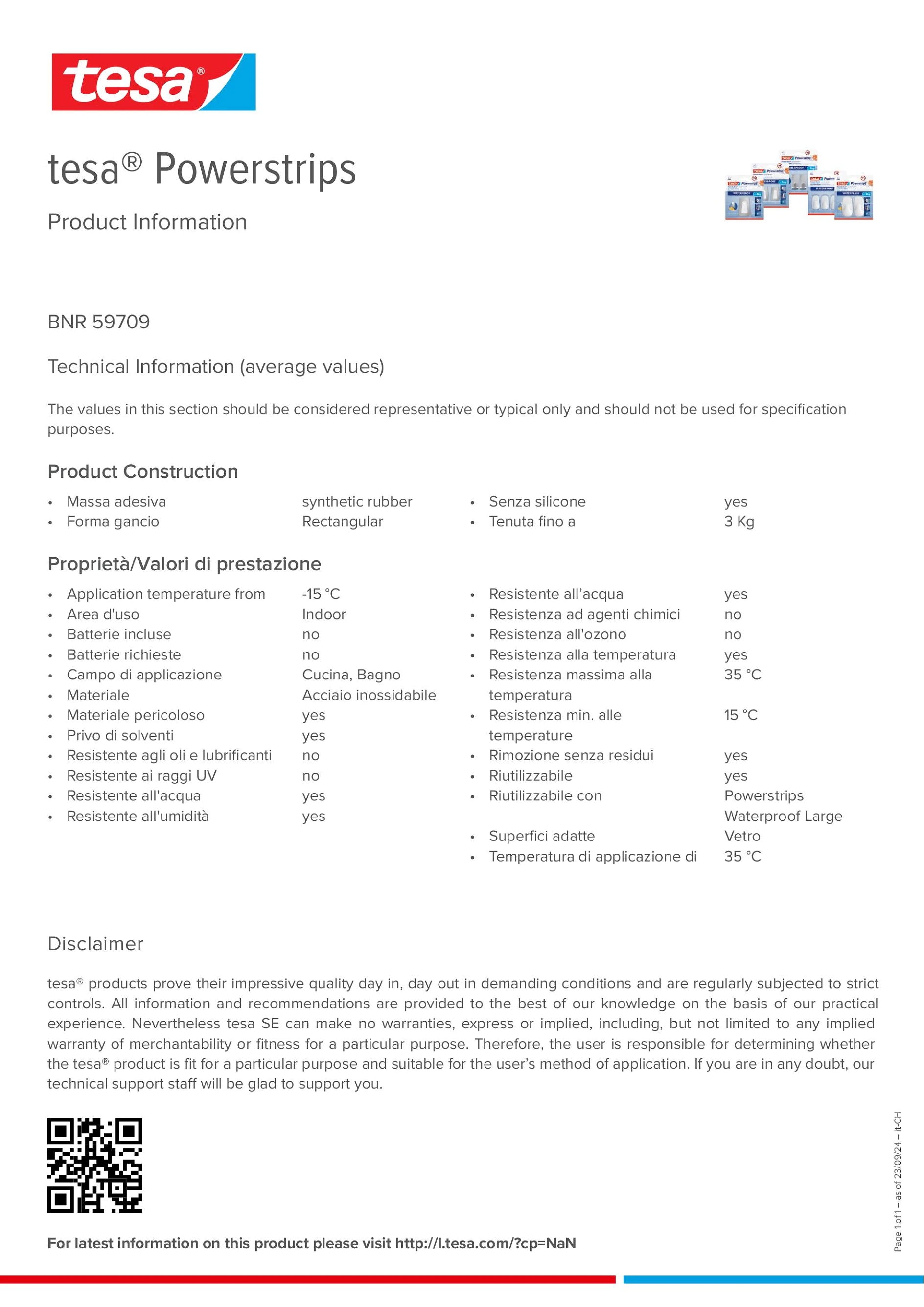 Product information_tesa® Powerstrips 59709_de-CH_fr-CH