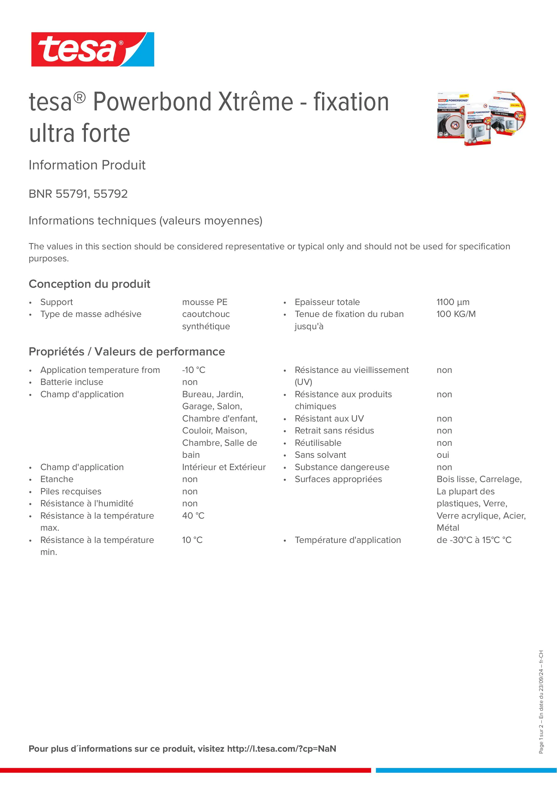 Product information_tesa® Powerbond 55791_de-CH_fr-CH