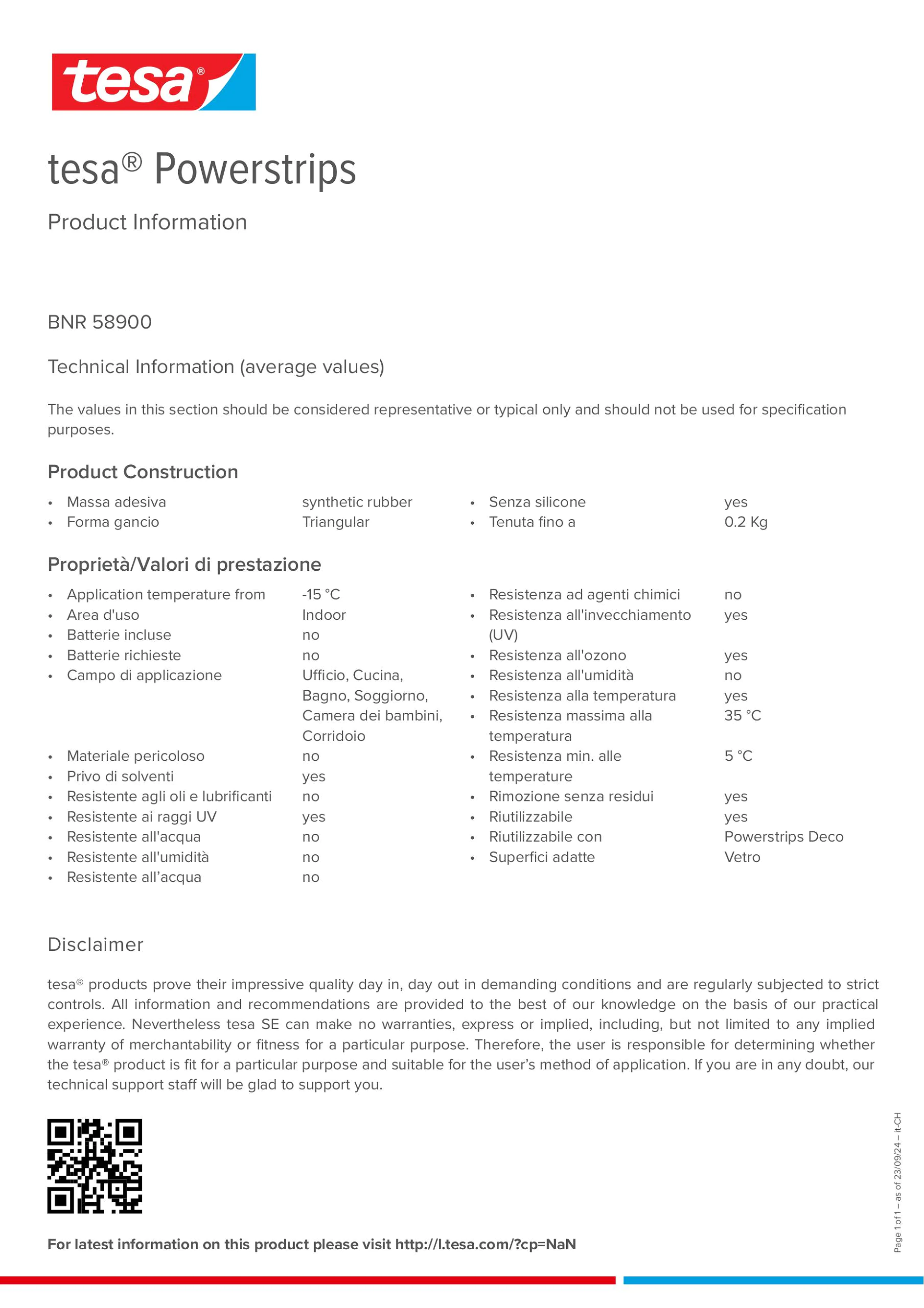 Product information_tesa® Powerstrips 58900_de-CH_fr-CH