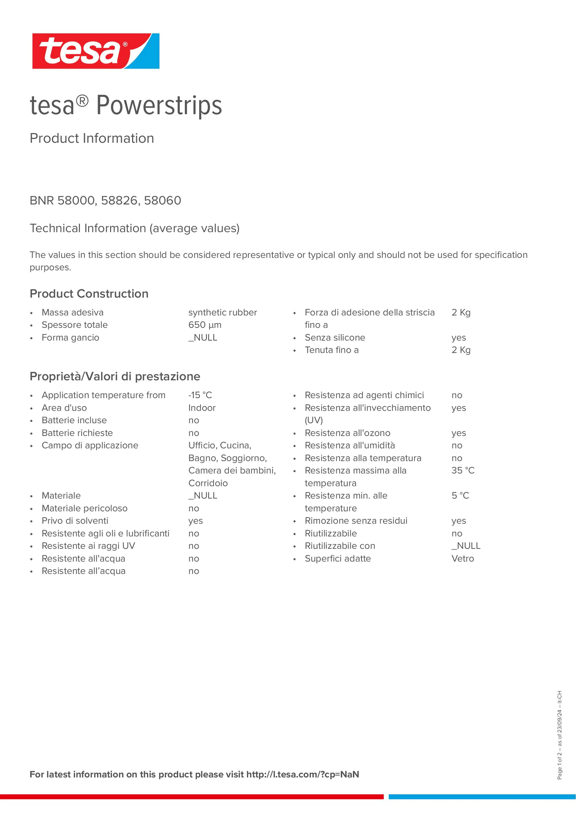 Product information_tesa® Powerstrips 58060_de-CH_fr-CH